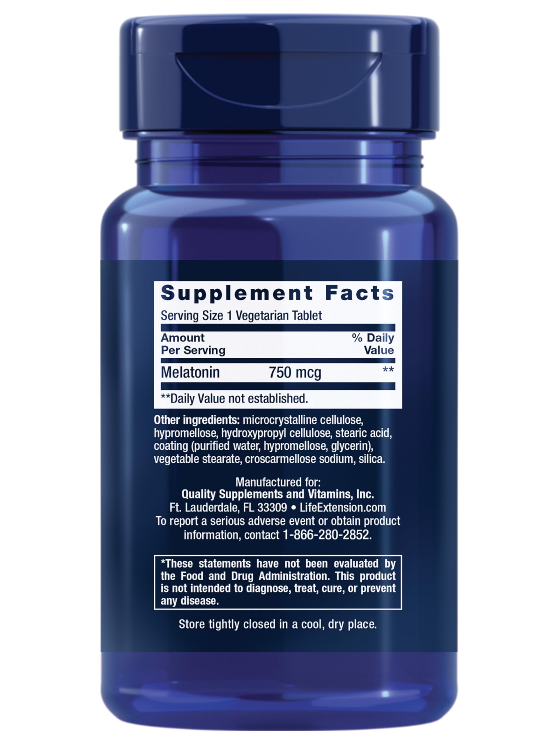 Foto 2 | Suplemento Life Extension De Melatonina, 750 Mcg, 6 Horas, Liberación Temporizada - Venta Internacional.