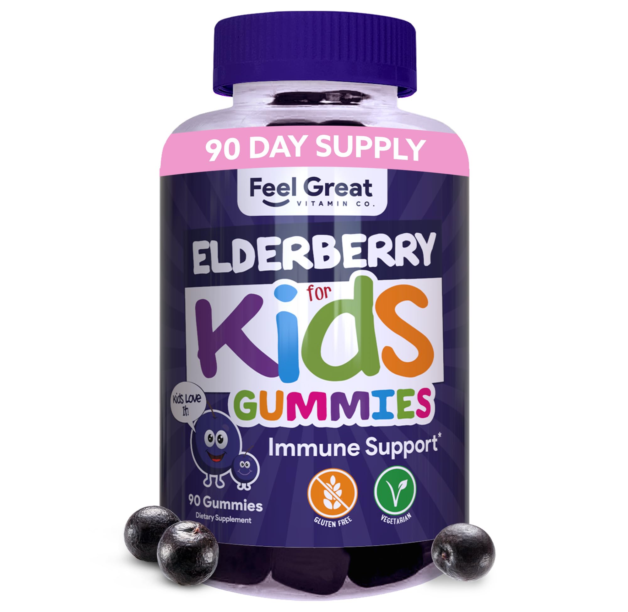 Foto 2 pulgar | Gomitas De Saúco Feel Great Kids Con Zinc Y Vitamina C 90 Días - Venta Internacional.