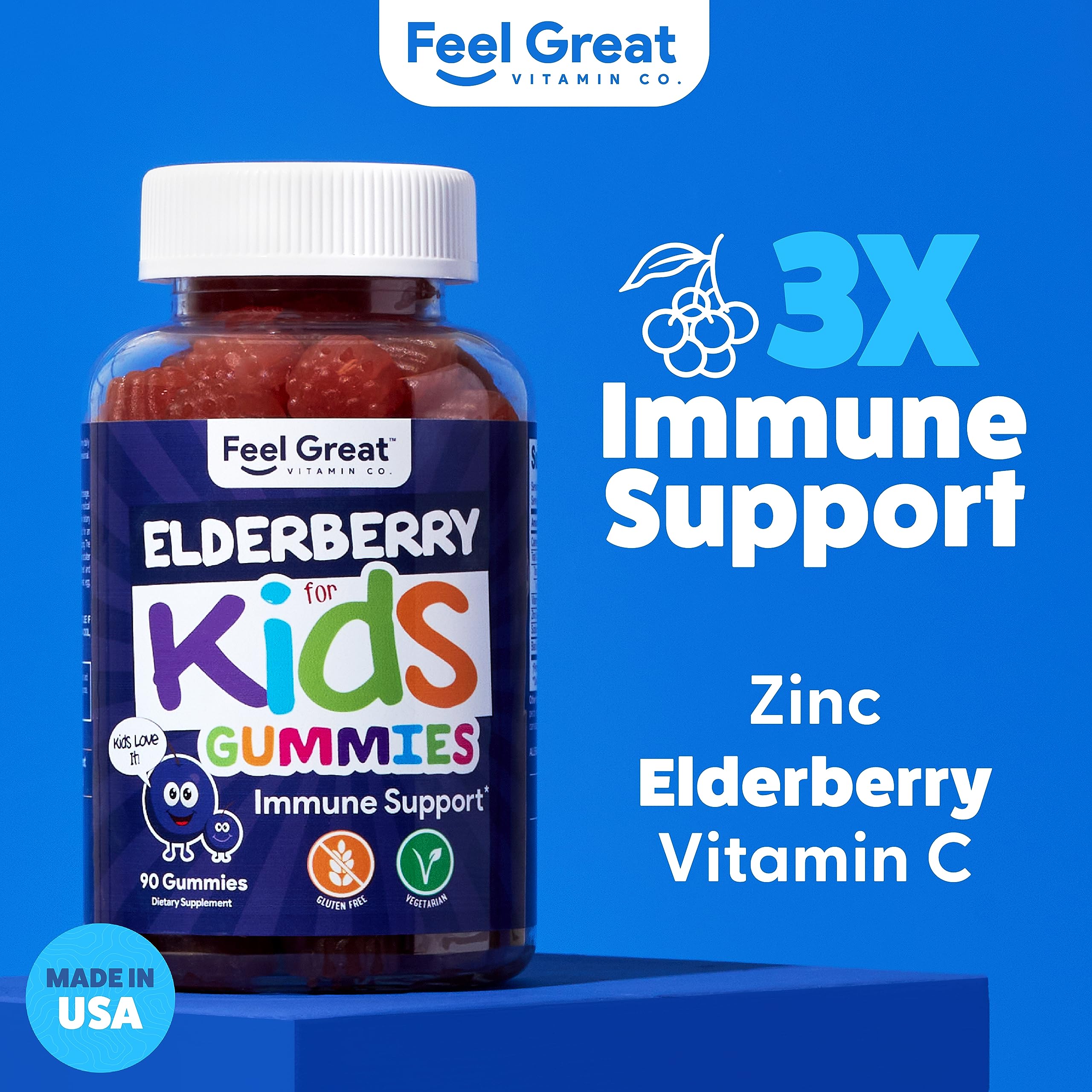 Foto 3 pulgar | Gomitas De Saúco Feel Great Kids Con Zinc Y Vitamina C 90 Días - Venta Internacional.