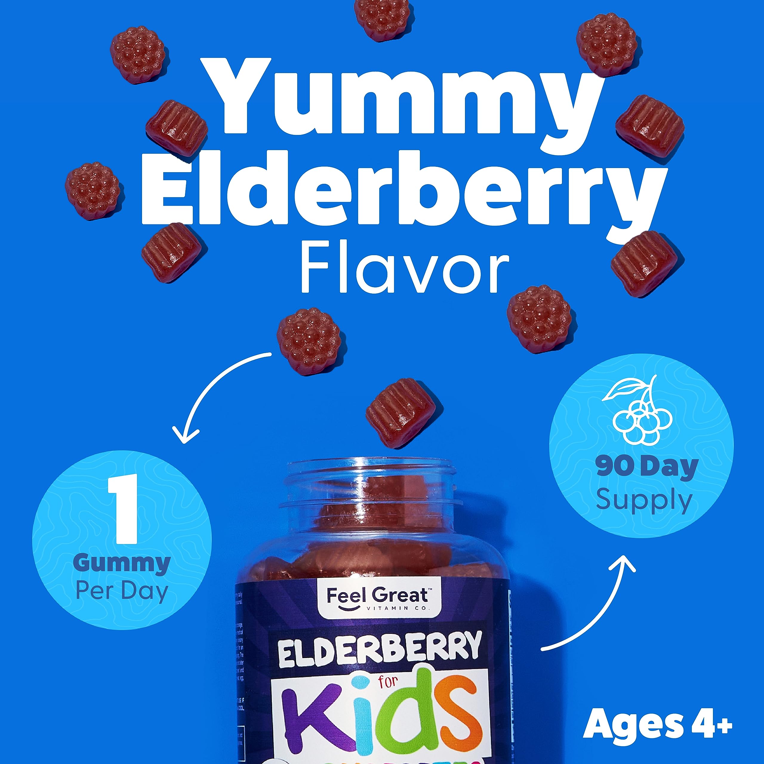 Foto 5 | Gomitas De Saúco Feel Great Kids Con Zinc Y Vitamina C 90 Días - Venta Internacional.