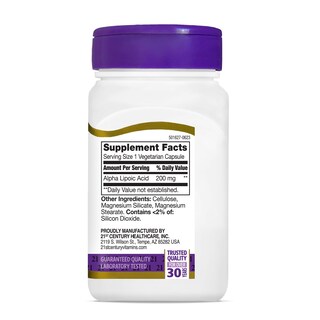 Foto 5 | Suplemento De 200 Mg De Ácido Alfa Lipoico De 21st Century Healthcare - Venta Internacional.