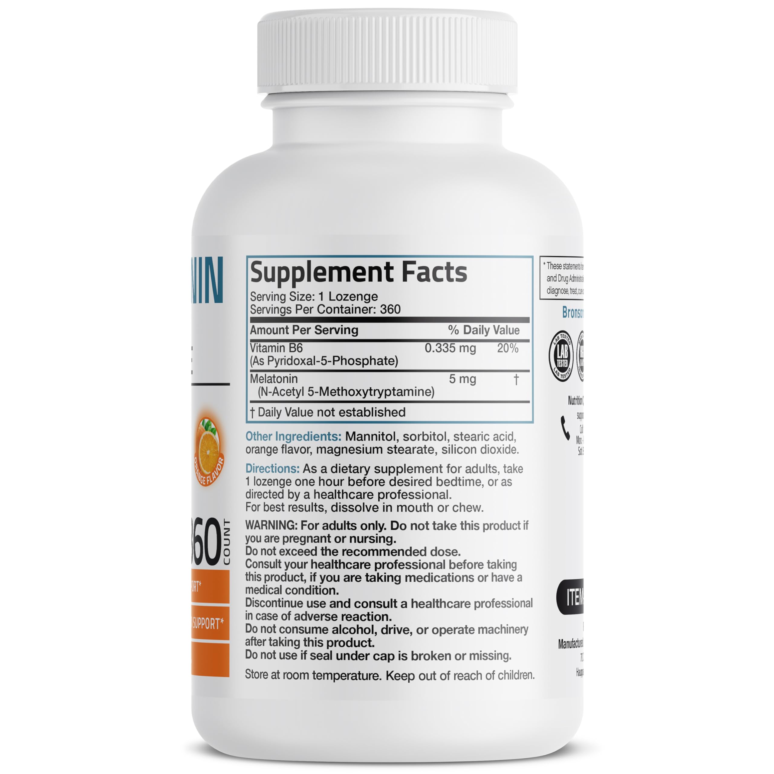 Foto 3 pulgar | Suplemento Bronson Melatonin, 5 Mg, Tabletas De Disolución Rápida, 360 - Venta Internacional.