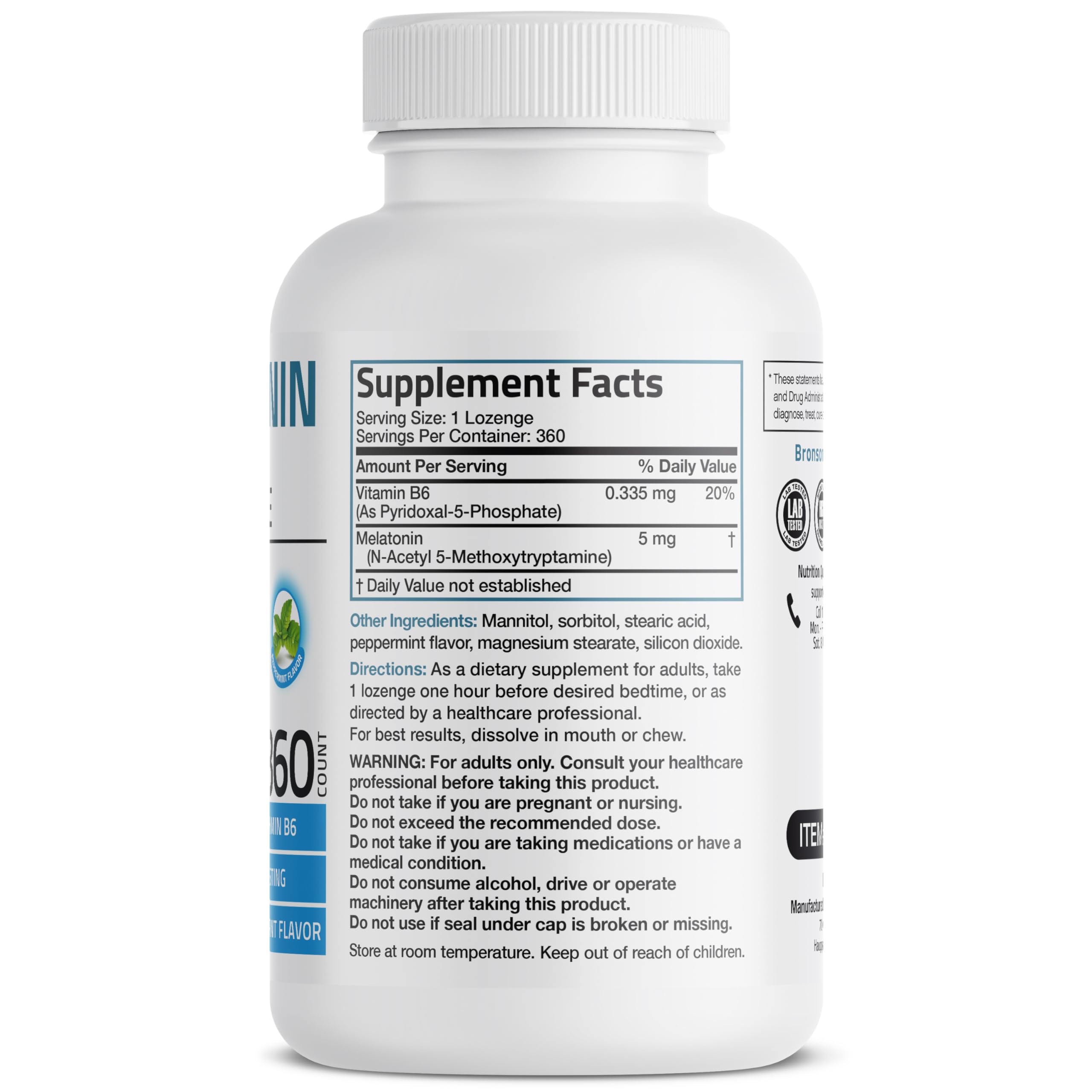 Foto 2 | Suplemento Bronson Melatonin, 5 Mg, Tabletas De Disolución Rápida, 360 - Venta Internacional.