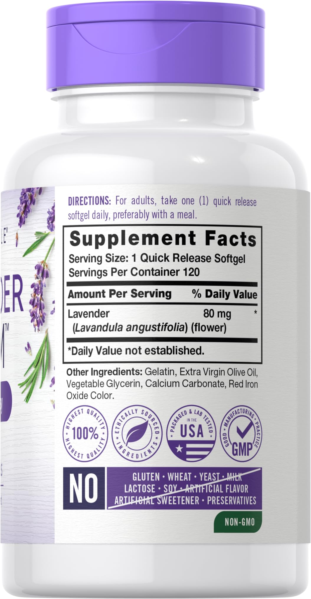 Foto 3 pulgar | Suplemento Carlyle Lavender Pills, 80 Mg, 120 Cápsulas De Gelatina Blanda - Venta Internacional.