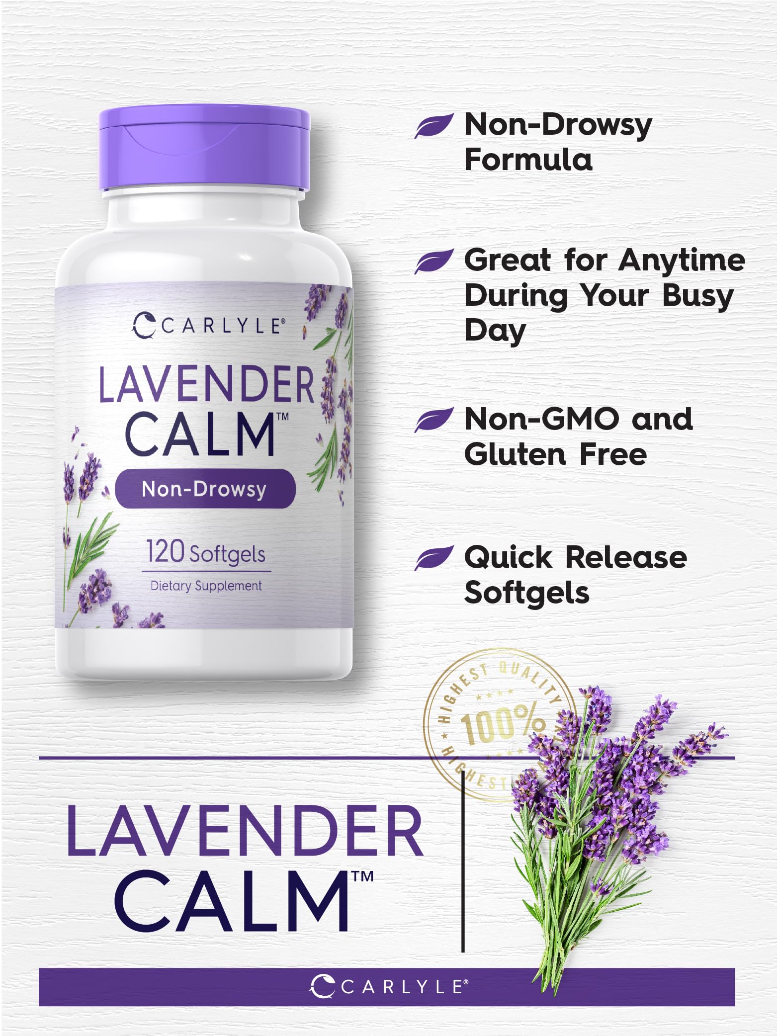Foto 4 pulgar | Suplemento Carlyle Lavender Pills, 80 Mg, 120 Cápsulas De Gelatina Blanda - Venta Internacional.