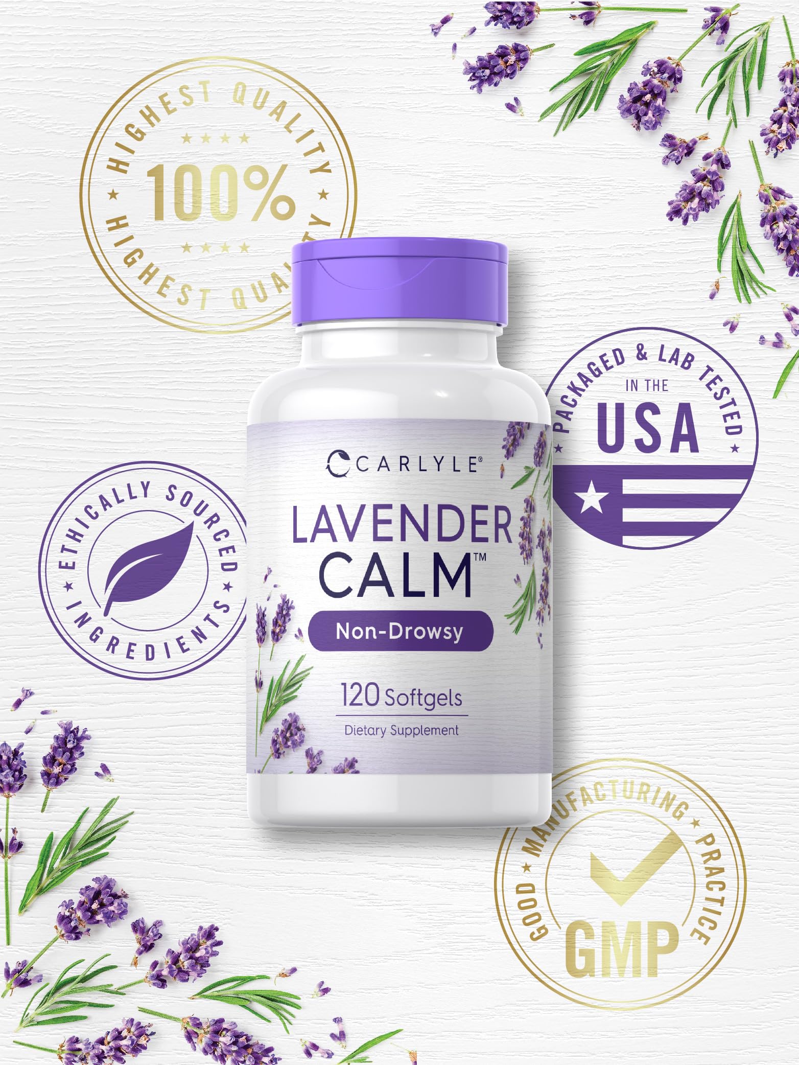 Foto 6 pulgar | Suplemento Carlyle Lavender Pills, 80 Mg, 120 Cápsulas De Gelatina Blanda - Venta Internacional.