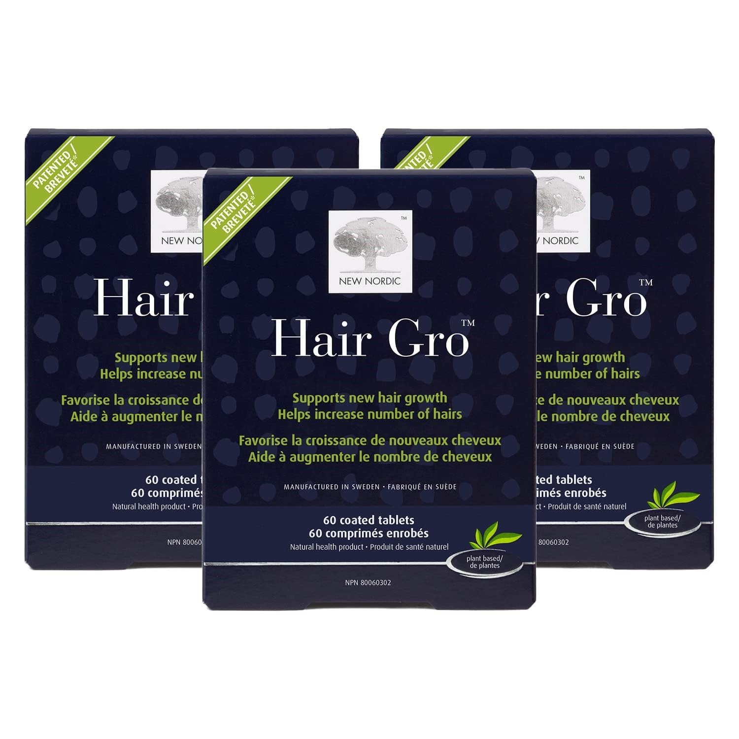 Foto 2 pulgar | Suplemento Para El Crecimiento Del Cabello New Nordic Hair Gro Con Biotina 60 Comprimidos - Venta Internacional.