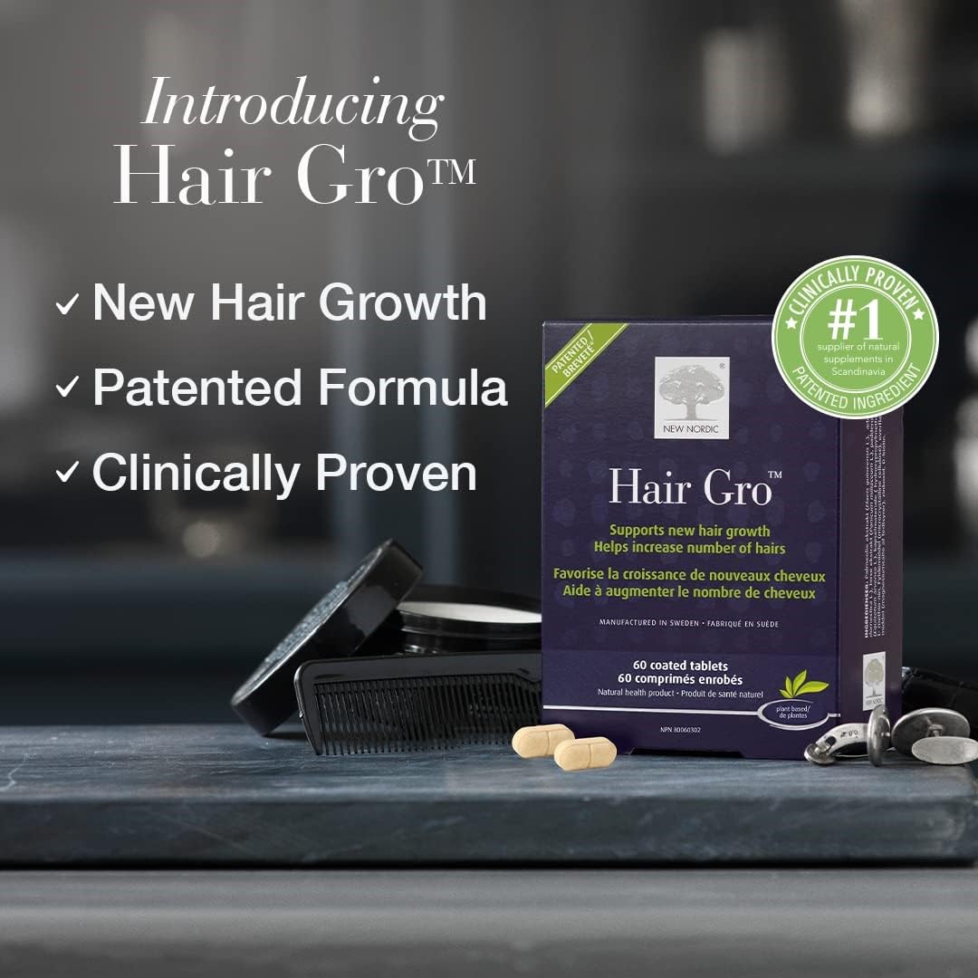 Foto 4 pulgar | Suplemento Para El Crecimiento Del Cabello New Nordic Hair Gro Con Biotina 60 Comprimidos - Venta Internacional.