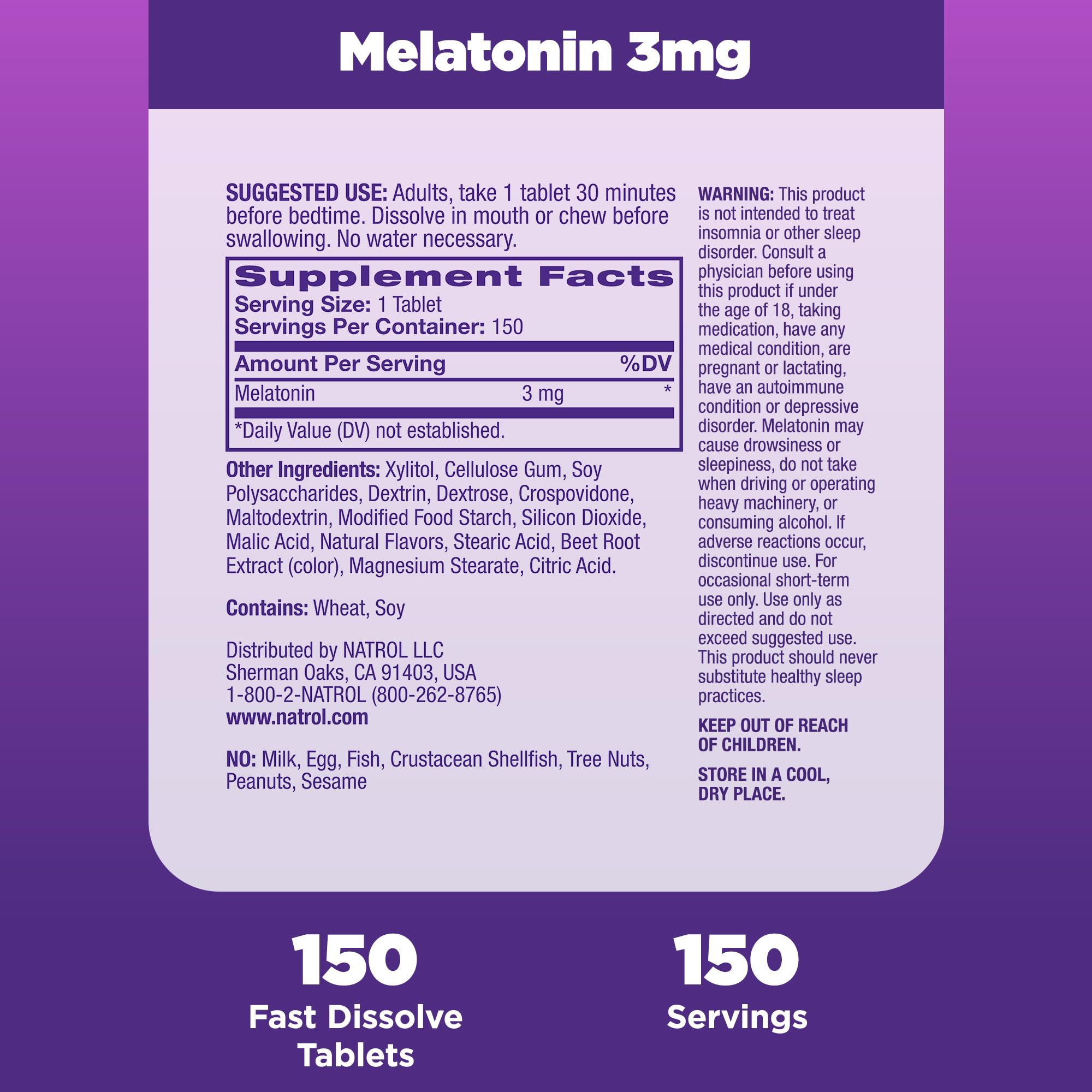 Foto 6 pulgar | Suplemento Natrol Melatonin 3 Mg De Fresa 150 Comprimidos - Venta Internacional.