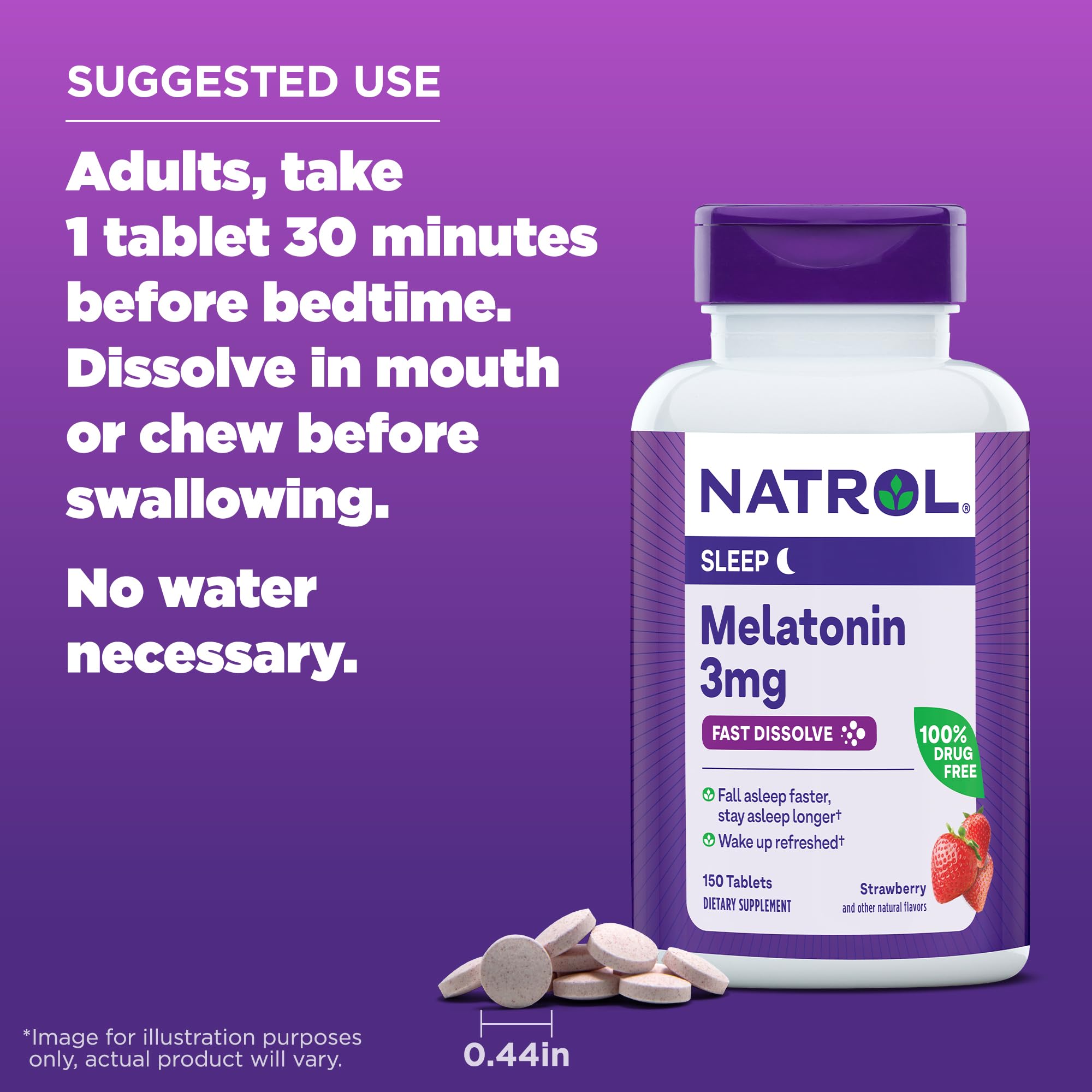 Foto 7 pulgar | Suplemento Natrol Melatonin 3 Mg De Fresa 150 Comprimidos - Venta Internacional.