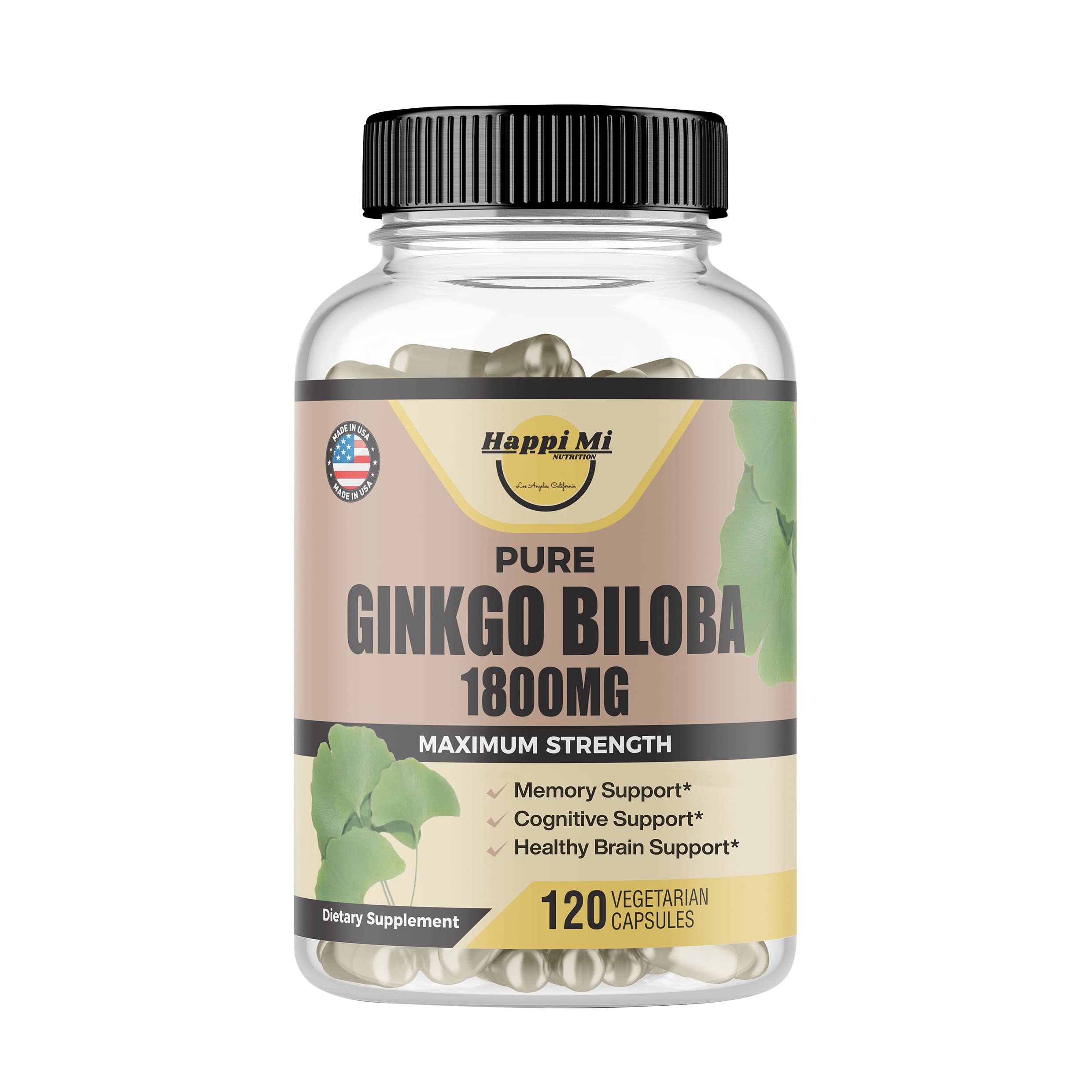 Foto 2 pulgar | Suplemento Happi Mi Nutrition Ginkgo Biloba 1800 Mg 120 Cápsulas - Venta Internacional.
