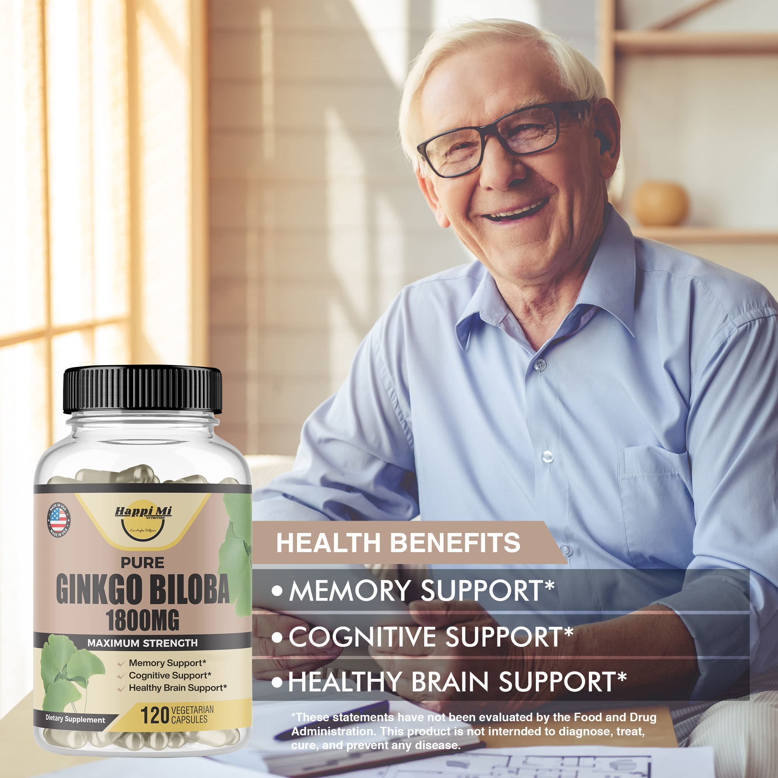 Foto 4 pulgar | Suplemento Happi Mi Nutrition Ginkgo Biloba 1800 Mg 120 Cápsulas - Venta Internacional.