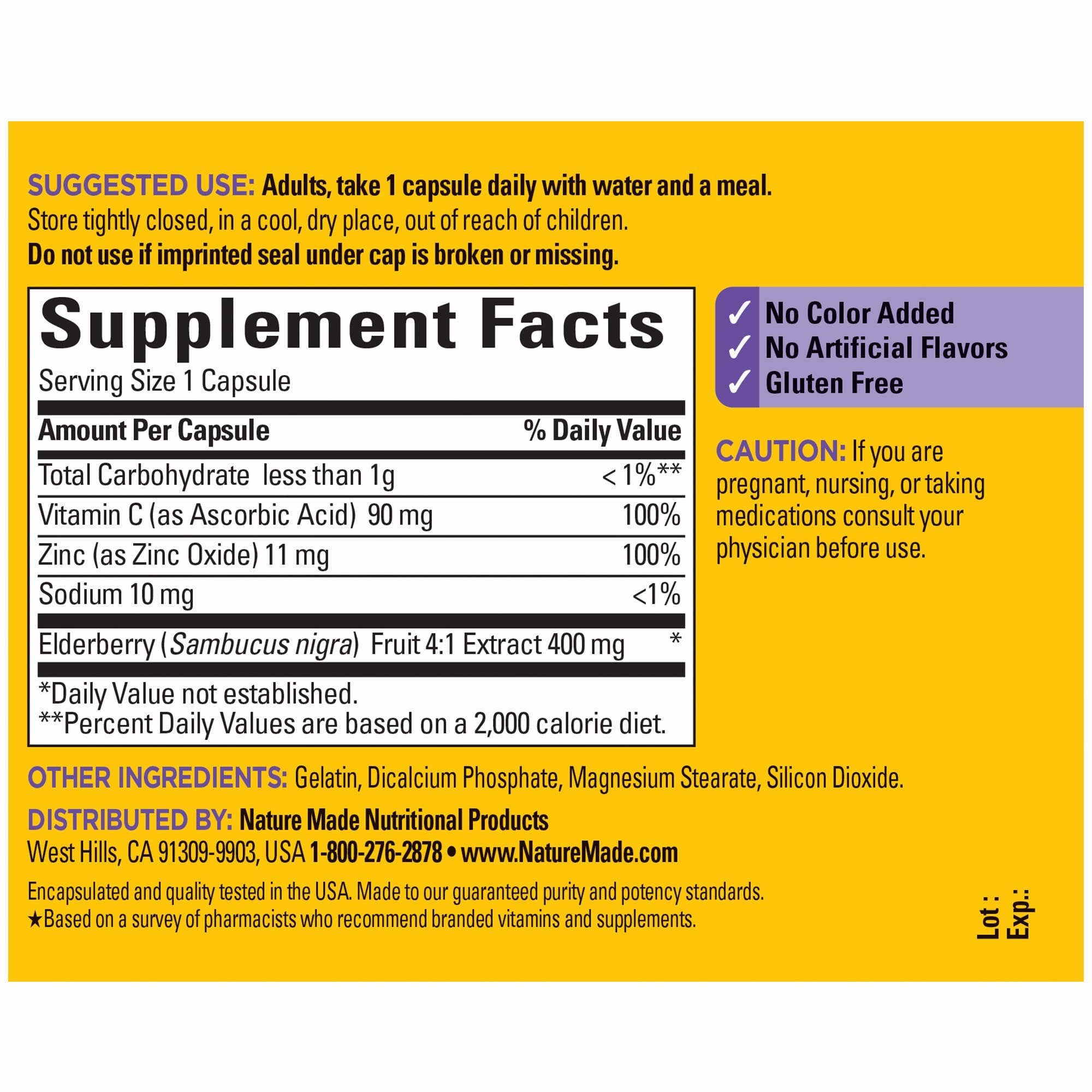 Foto 7 pulgar | Suplemento Dietético Nature Made Elderberry 400 Mg Con Vitamina C - Venta Internacional.