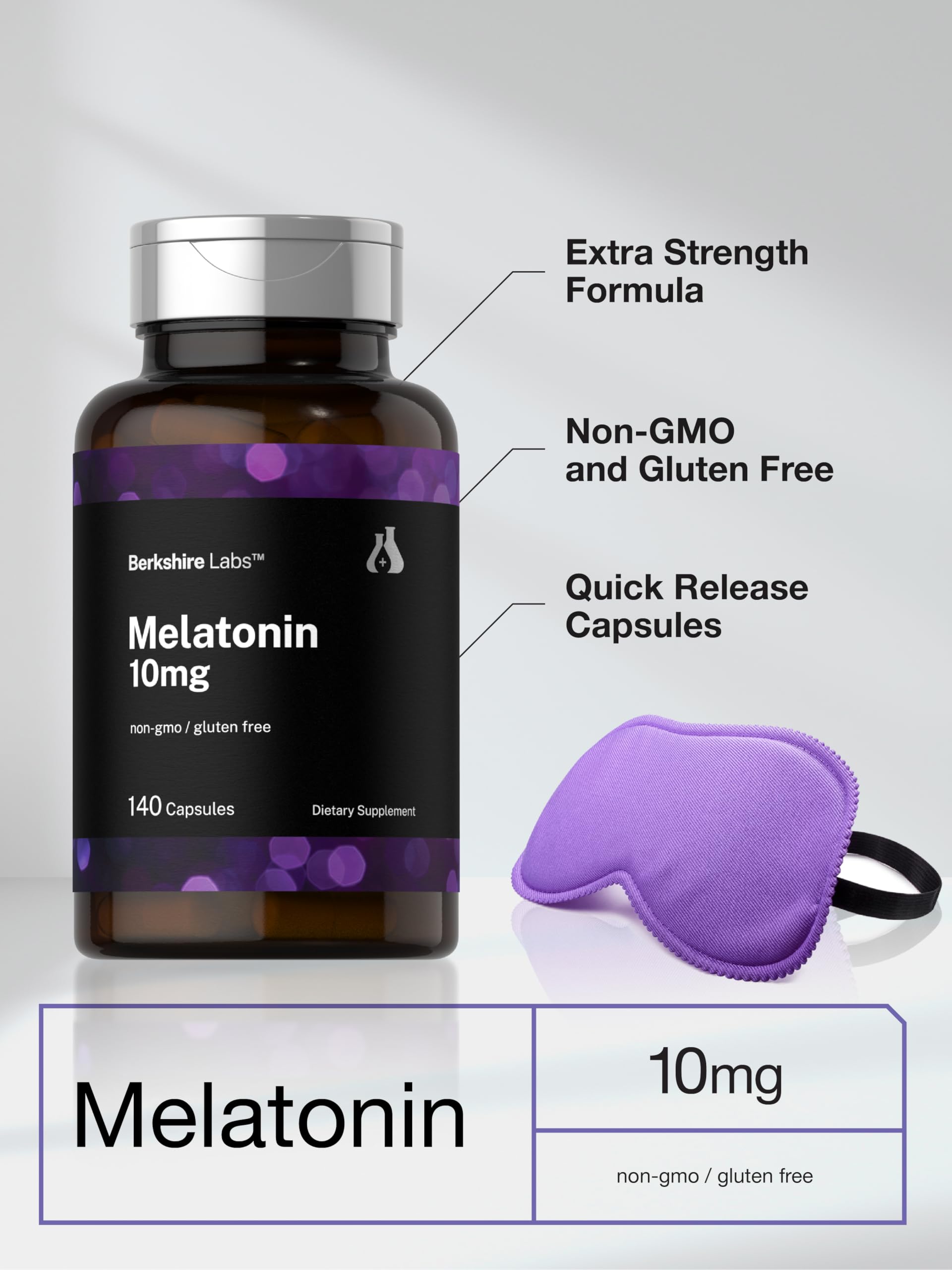 Foto 4 | Suplemento Berkshire Labs Melatonina 10 Mg 140 Cápsulas - Venta Internacional.