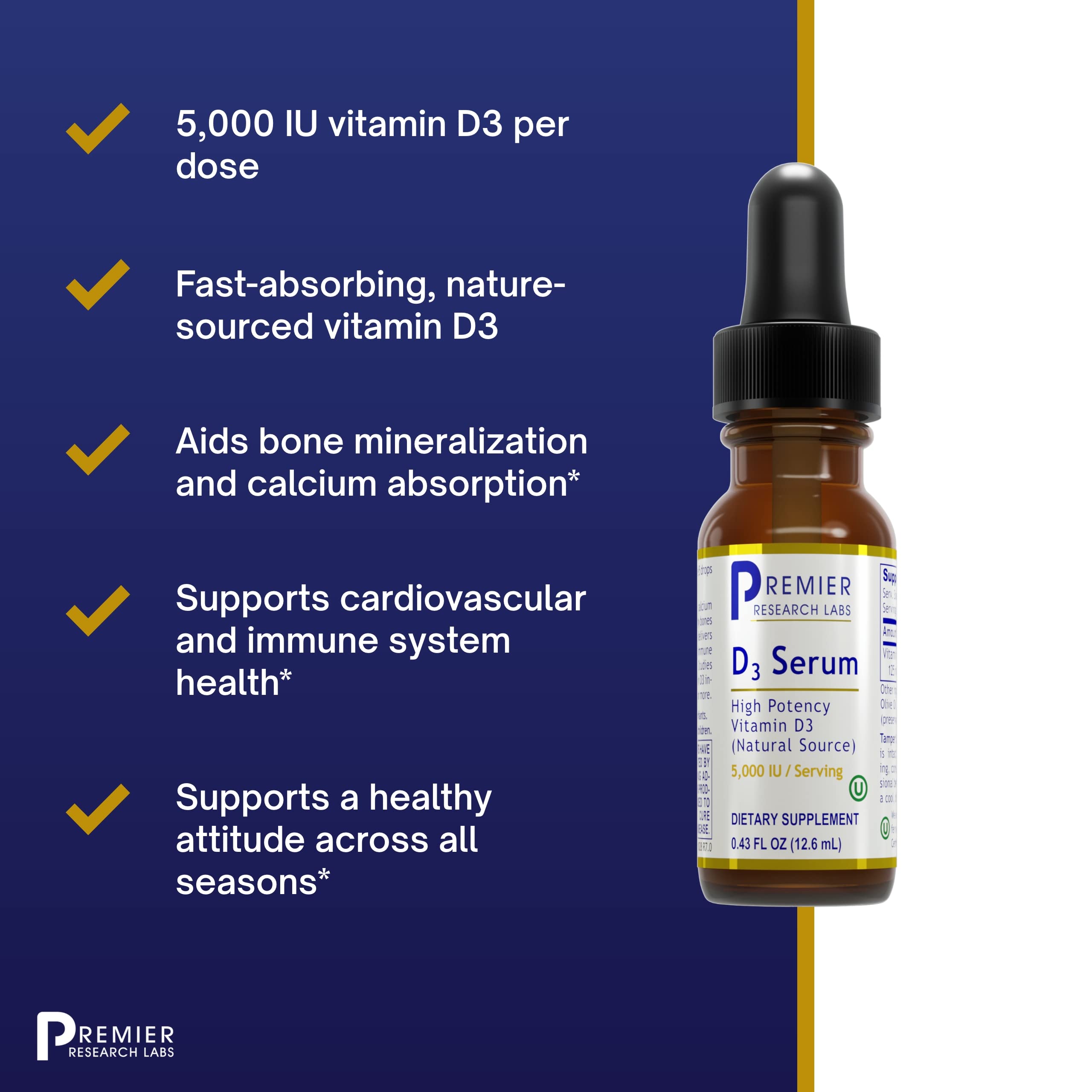 Foto 5 pulgar | Sérum De Vitamina D3 Premier Research Labs 5000 Ui 12,7 Ml - Venta Internacional.