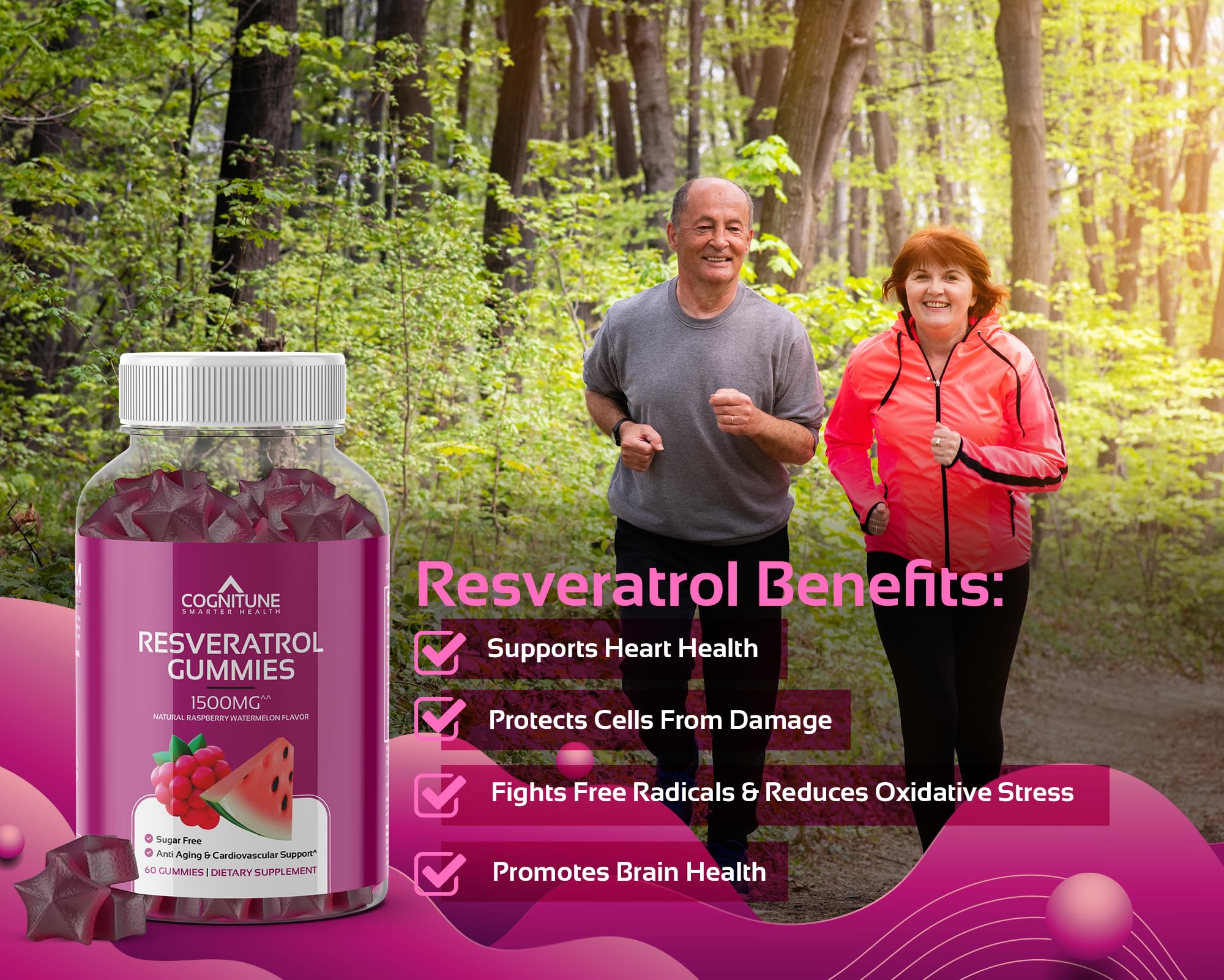 Foto 4 pulgar | Suplemento Cognitune, Gomitas De Resveratrol, 1500 Mg, Sin Azúcar - Venta Internacional.