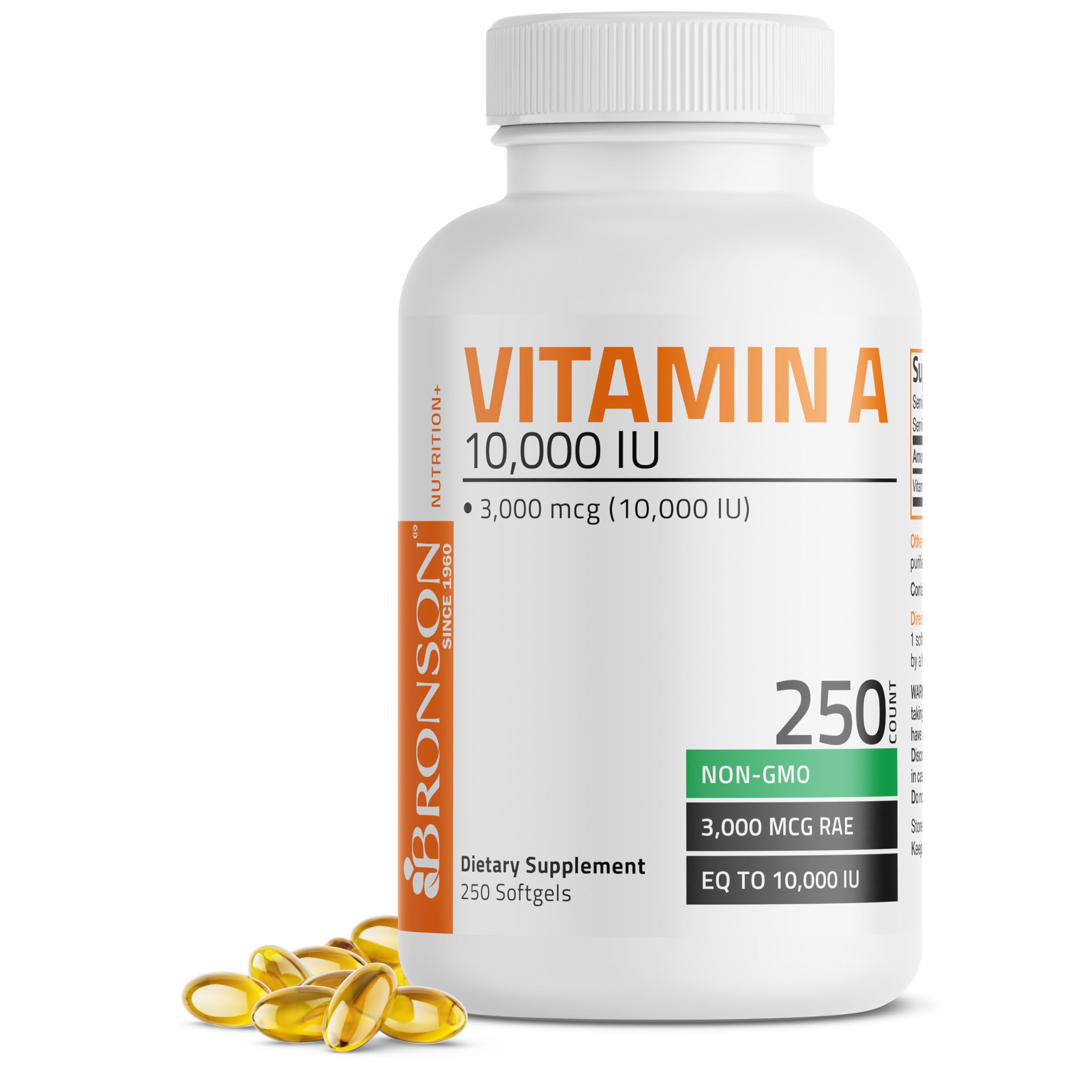 Suplemento Bronson De Vitamina A De 10.000 Ui Y 250 Cápsulas Blandas - Venta Internacional.