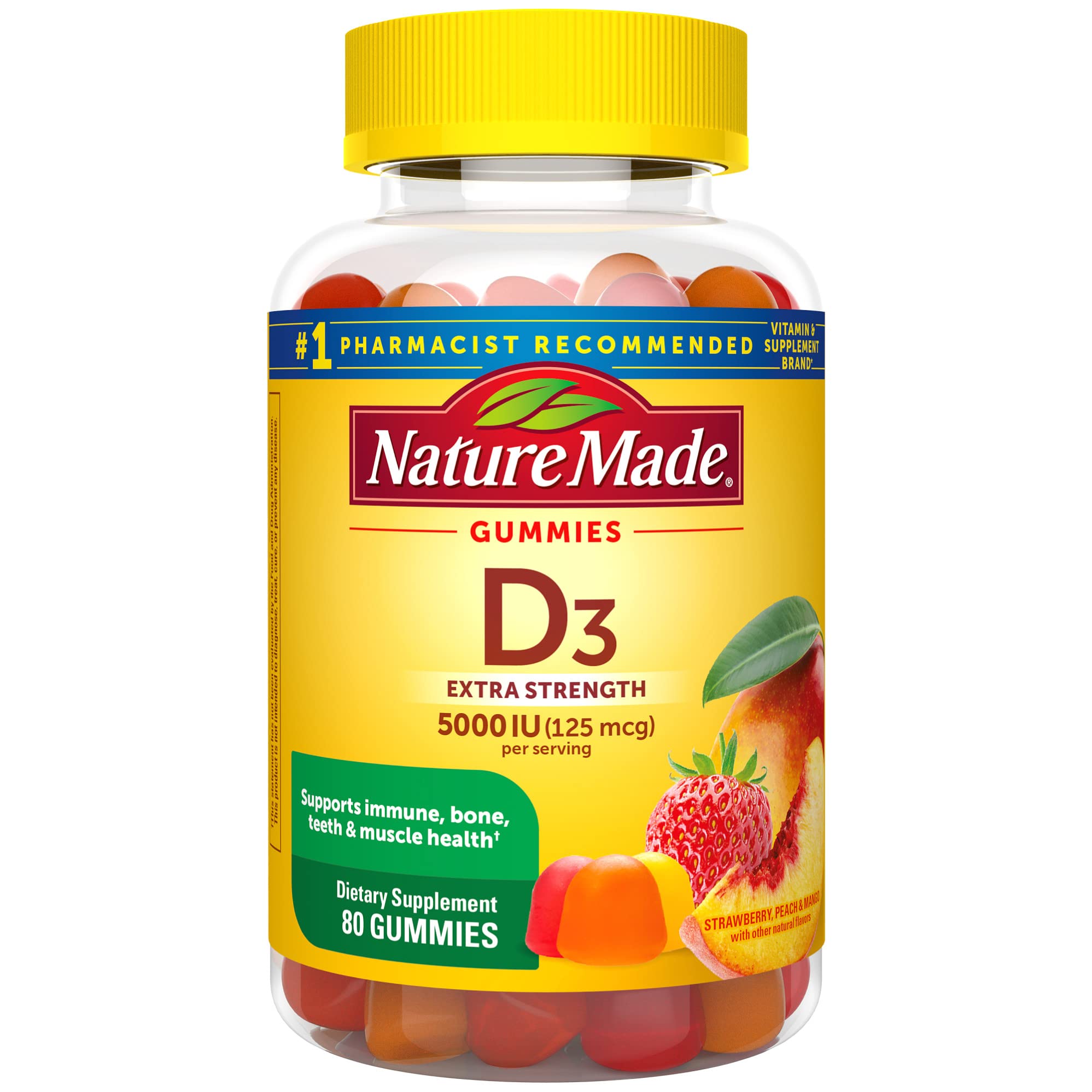 Foto 1 | Suplemento De Vitamina D3 Nature Made 5000 Ui 80 Gomitas - Venta Internacional.