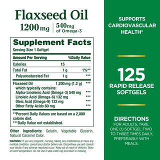 Foto 2 | Suplemento Nature's Bounty De Semillas De Lino Y Omega 3 1200 Mg 125 Cápsulas Blandas - Venta Internacional.