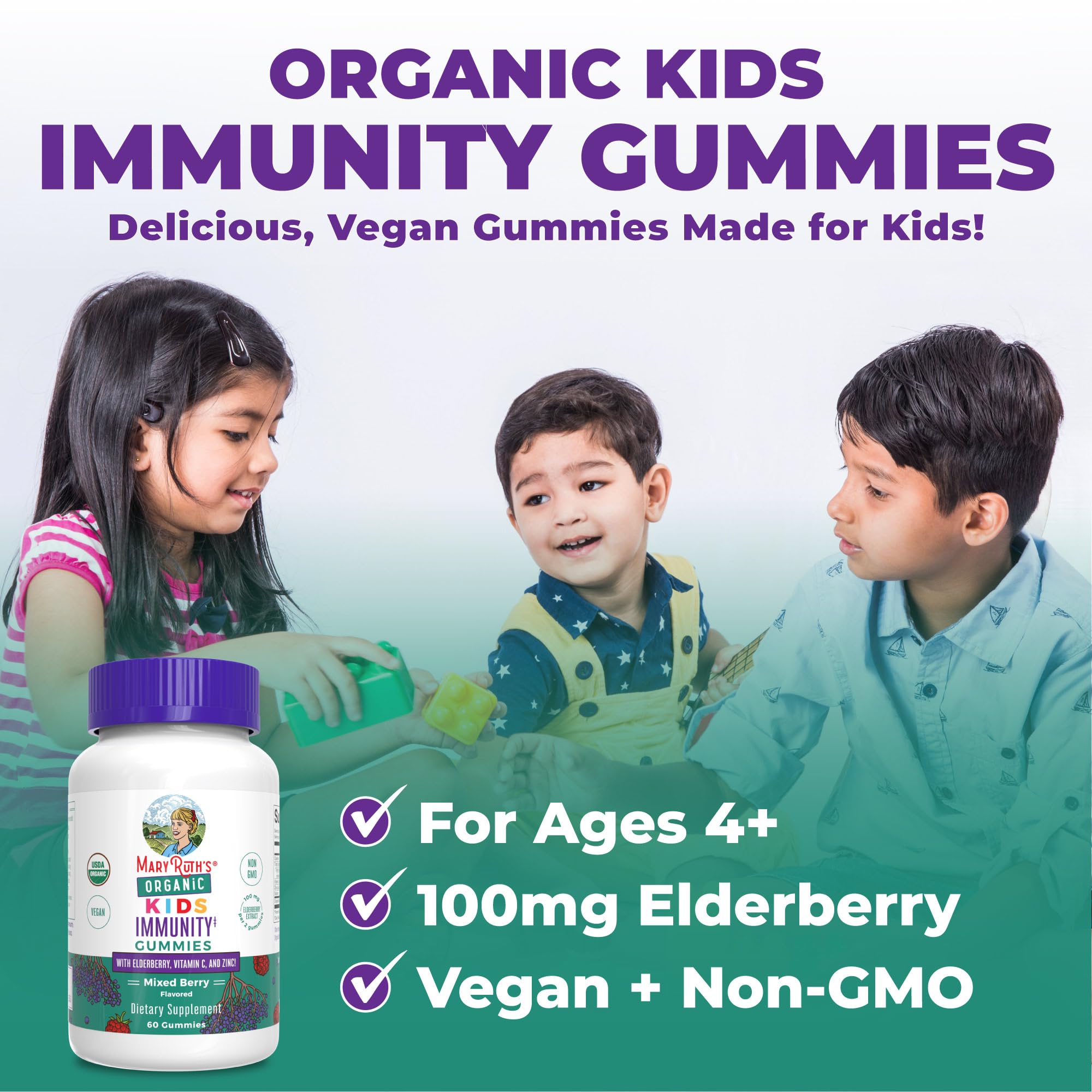 Foto 7 pulgar | Suplemento Gomitas Maryruth Organics de Apoyo Inmunológico para Niños 60 Gomitas - Venta Internacional