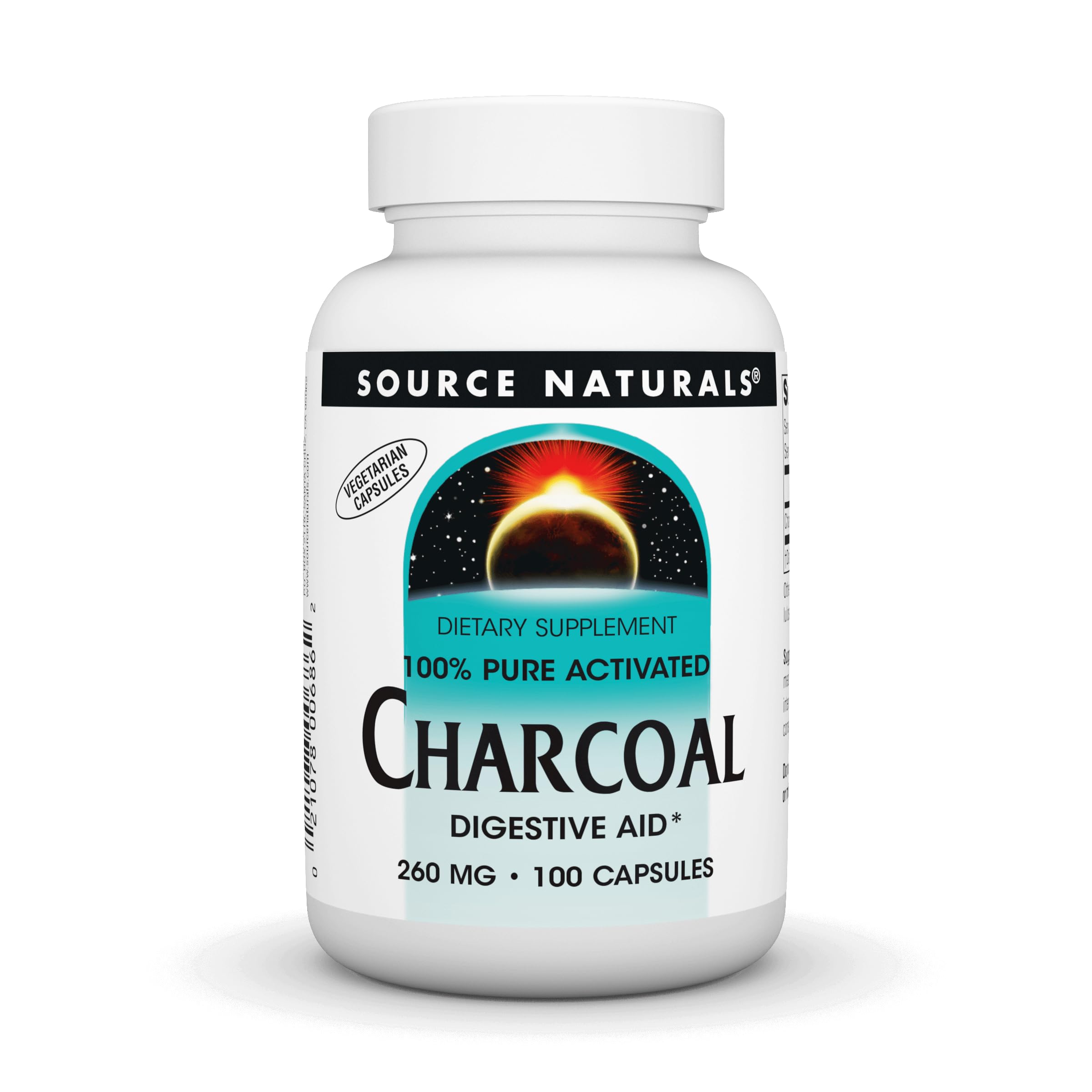 Foto 2 pulgar | Carbón Vegetal 100% Puro Activado De Supplement Source Naturals, 100 Cápsulas - Venta Internacional.