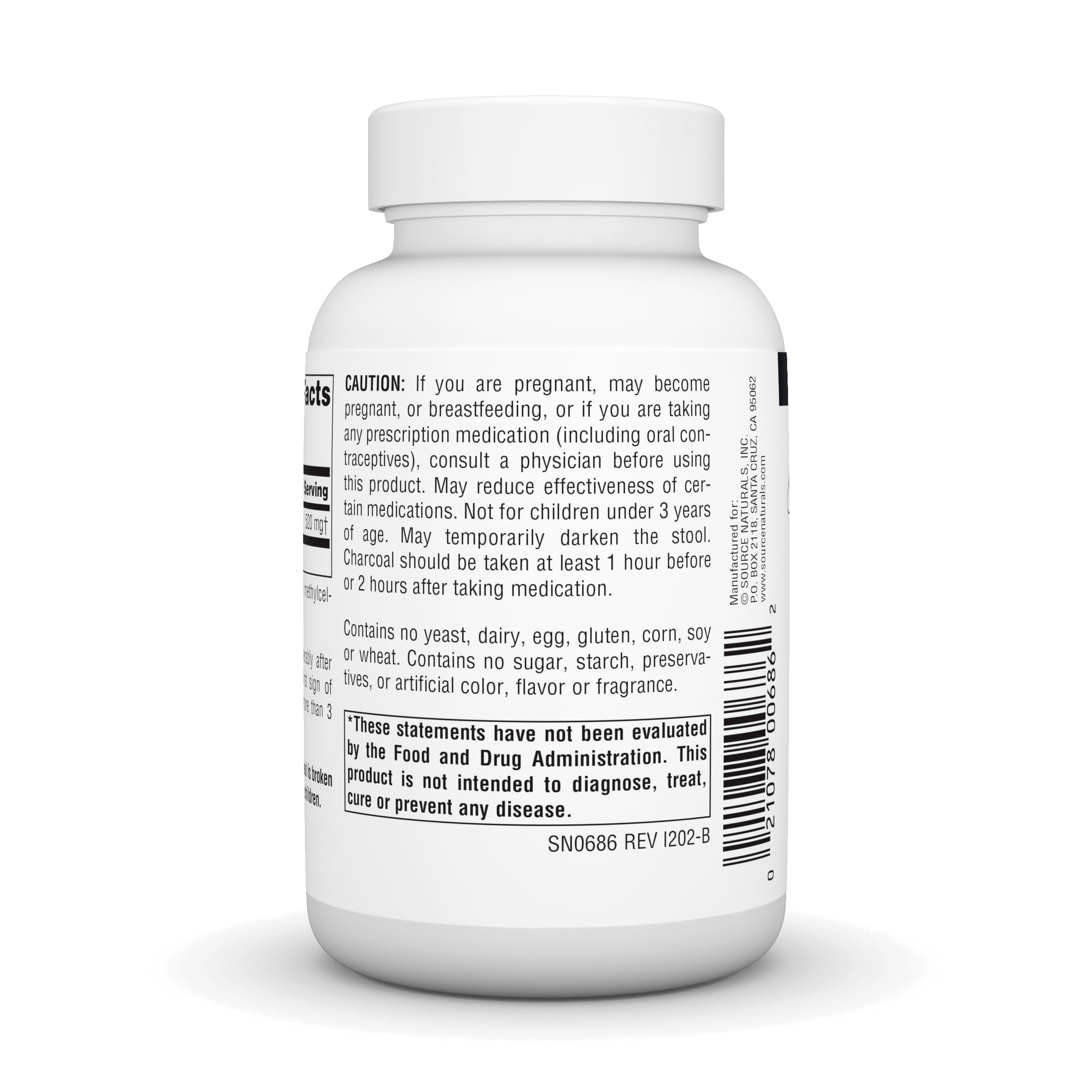 Foto 4 pulgar | Carbón Vegetal 100% Puro Activado De Supplement Source Naturals, 100 Cápsulas - Venta Internacional.