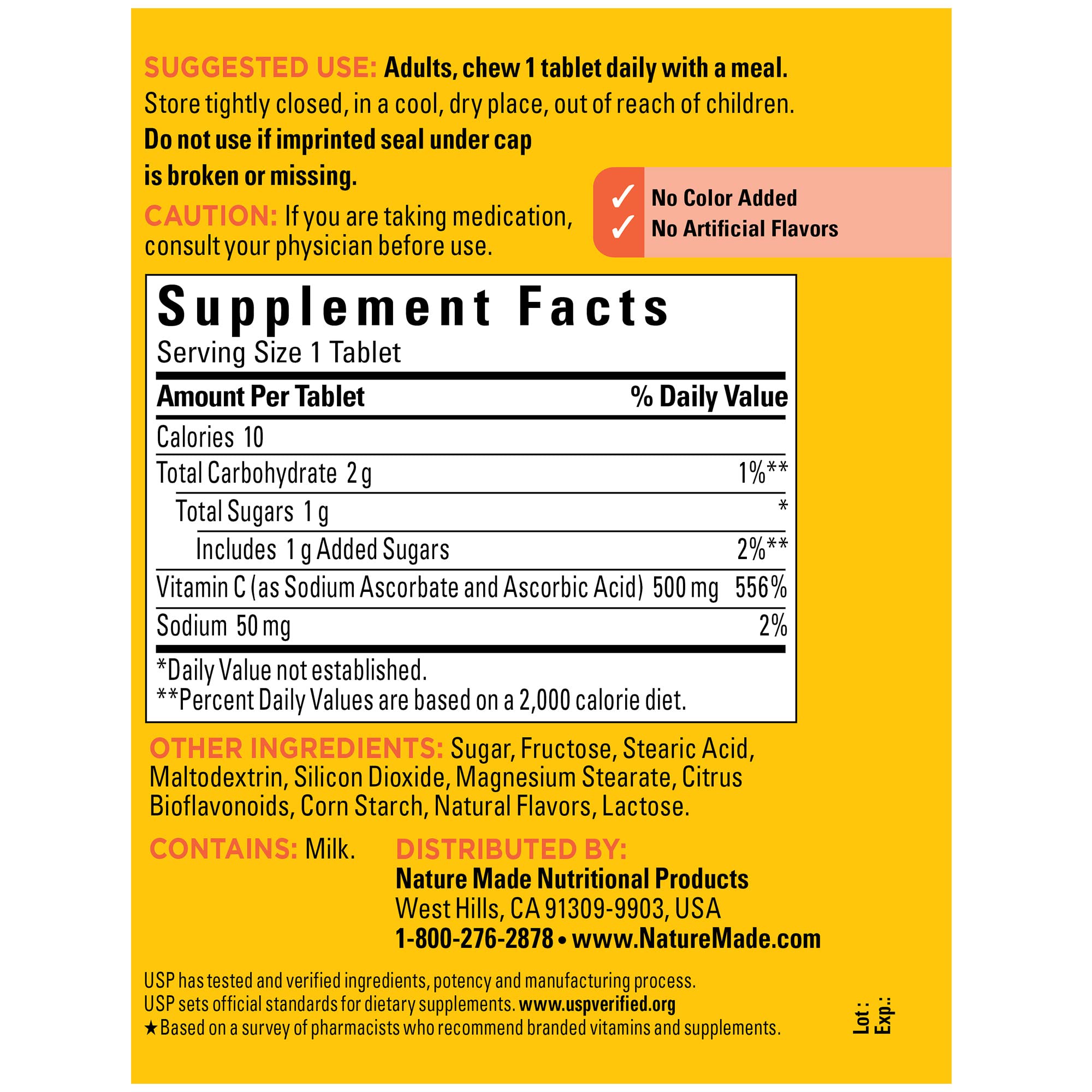 Foto 7 pulgar | Suplemento De Vitamina C Masticable Nature Made, 500 Mg, 150 Tabletas - Venta Internacional.