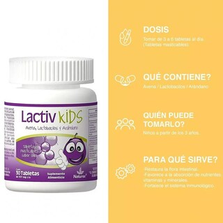 Foto 3 | Suplemento Alimenticio Lactiv Kids. Sabor Uva 30 Tabletas