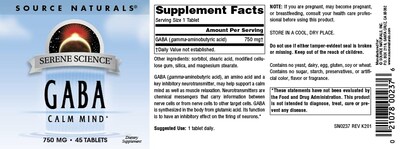 Foto 4 | Supplement Source Naturals Serene Science Gaba 750 Mg 45 Comprimidos - Venta Internacional.