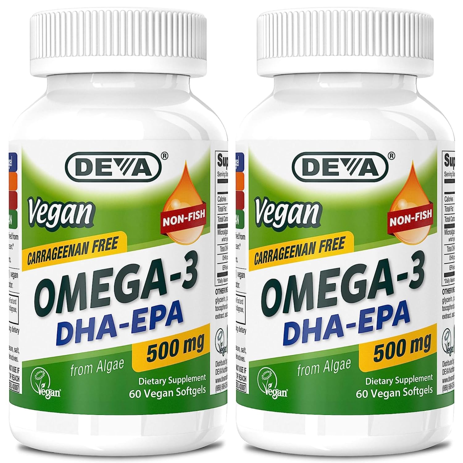 Foto 2 pulgar | Suplemento Deva Vegan Omega-3 Dha Epa 500 Mg 60 Cápsulas Blandas X2 - Venta Internacional.