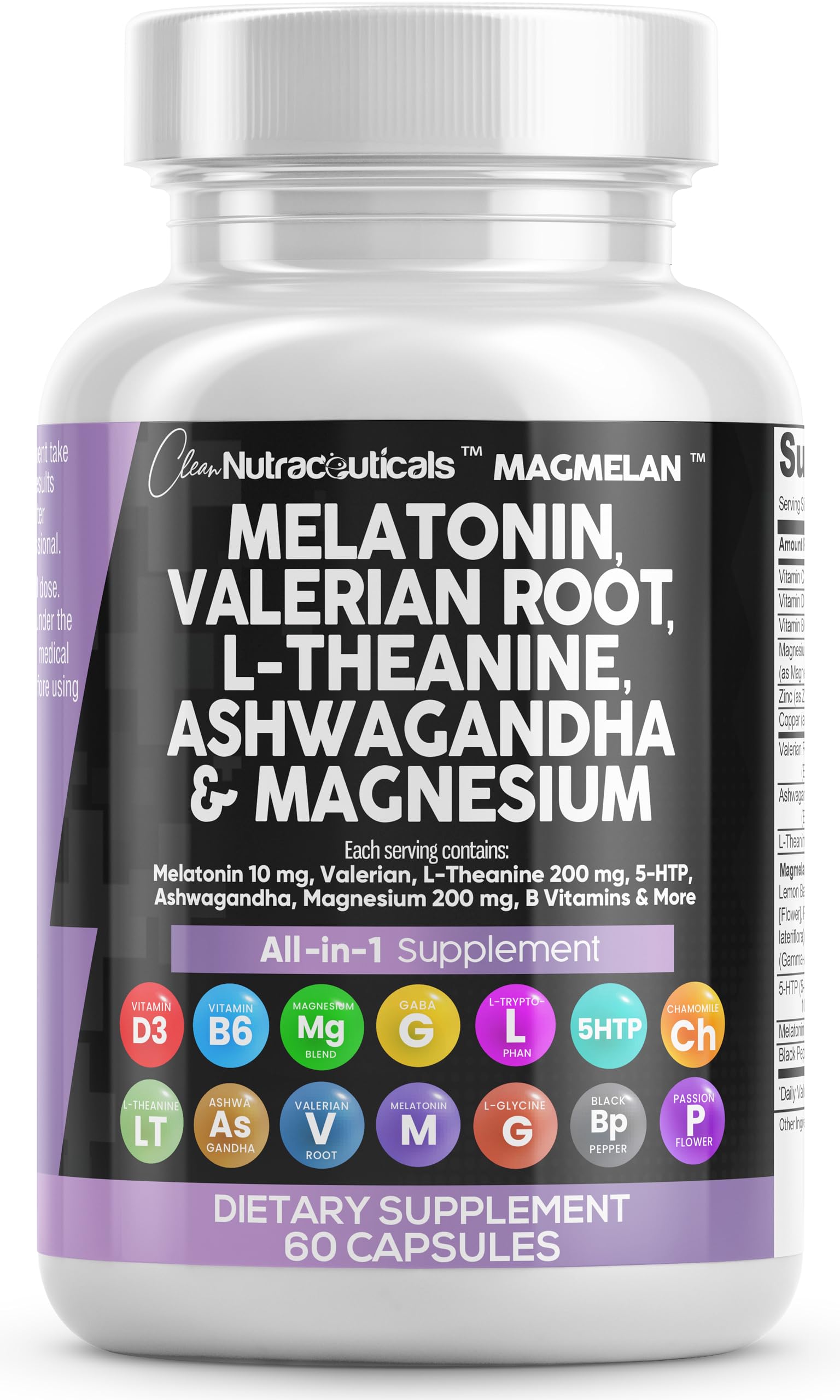 Suplemento: Clean Nutraceuticals, Melatonina, 10 Mg, Valeriana, 6000 Mg - Venta Internacional.