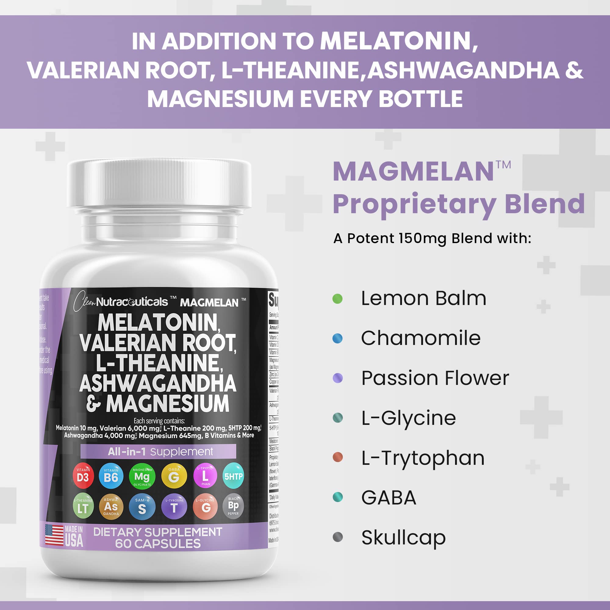 Foto 6 pulgar | Suplemento: Clean Nutraceuticals, Melatonina, 10 Mg, Valeriana, 6000 Mg - Venta Internacional.