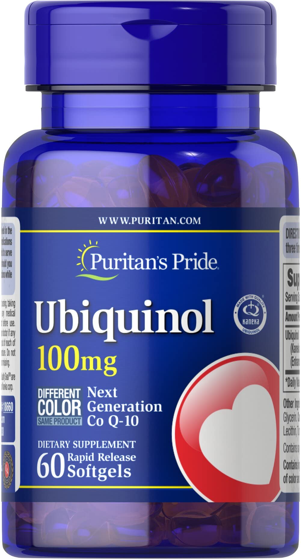 Foto 2 pulgar | Suplemento Puritan's Pride Ubiquinol 100 Mg 60 Cápsulas Blandas - Venta Internacional.