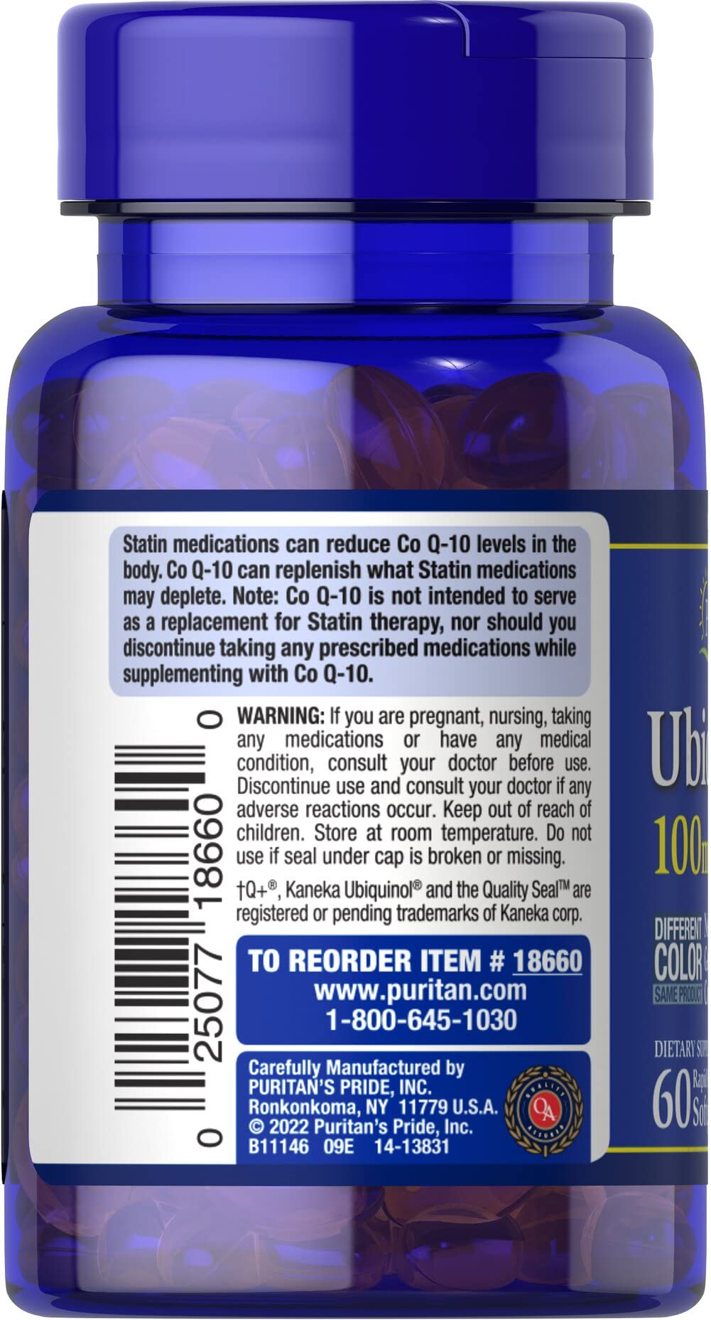 Foto 7 pulgar | Suplemento Puritan's Pride Ubiquinol 100 Mg 60 Cápsulas Blandas - Venta Internacional.