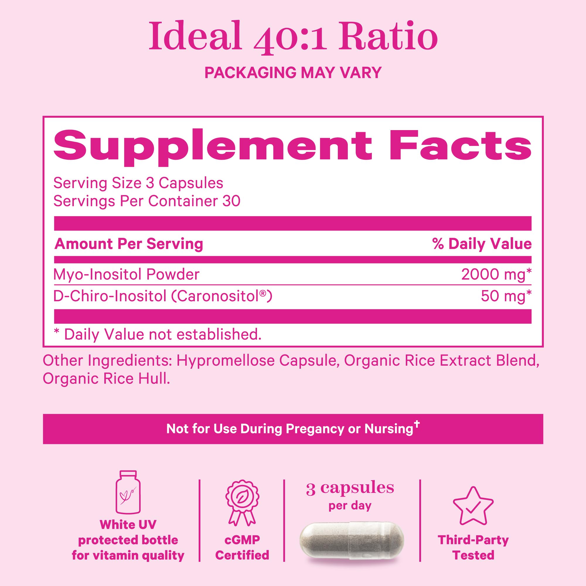 Foto 4 pulgar | Suplemento Pink Stork Myo-inositol Y D-chiro Inositol 90 Cápsulas - Venta Internacional.