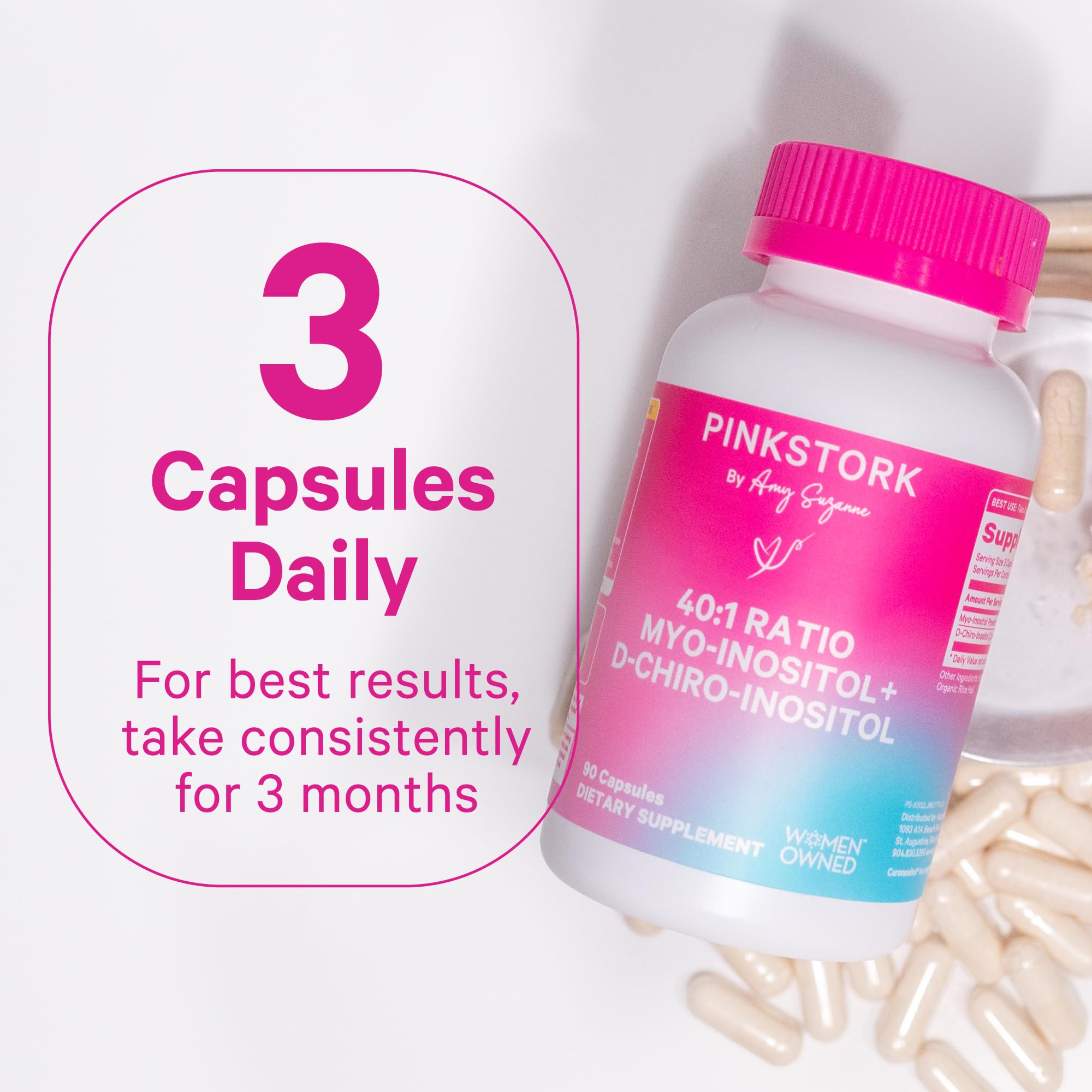 Foto 5 pulgar | Suplemento Pink Stork Myo-inositol Y D-chiro Inositol 90 Cápsulas - Venta Internacional.