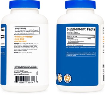 Foto 4 | Suplemento Nutricost Extracto De Ginkgo Biloba 120 Mg 240 Cápsulas - Venta Internacional.