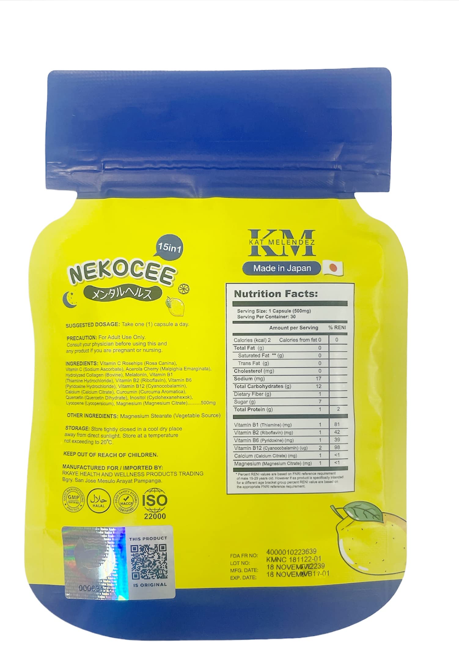 Foto 3 pulgar | Complemento Alimenticio Herskin Nekocee 15 En 1 Rosy Glow 30 Cápsulas - Venta Internacional.