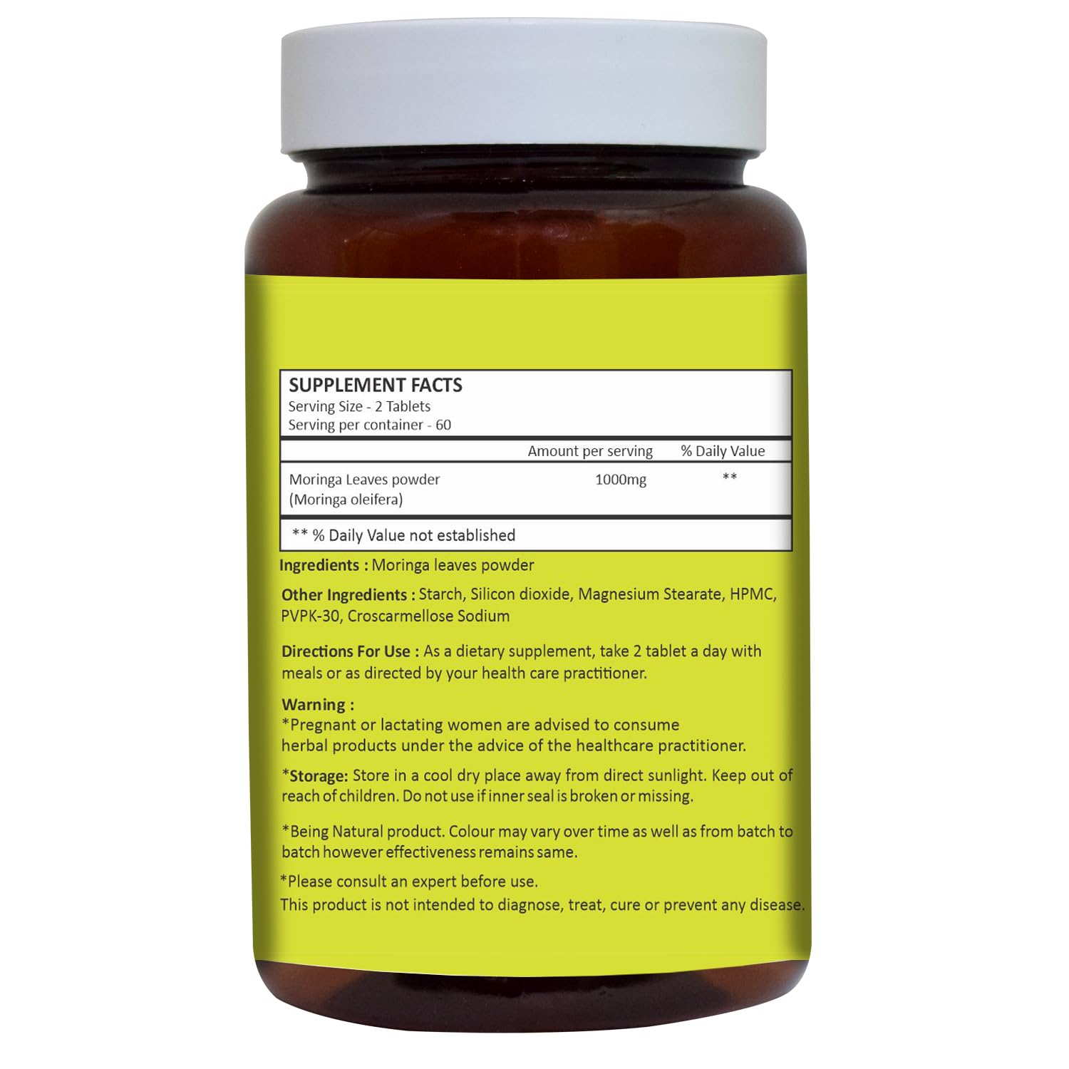 Foto 3 pulgar | Suplemento De Tabletas De Moringa De Herbal Hills, 120 Unidades (1000 Mg) - Venta Internacional.