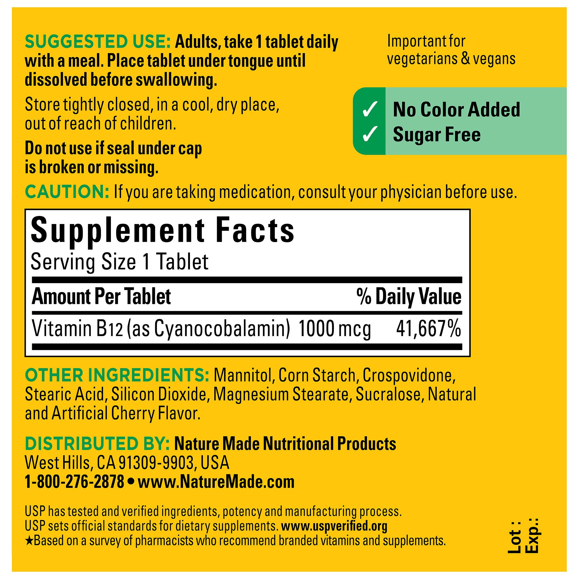 Foto 7 pulgar | Suplemento De Vitamina B12 De Nature Made, 1000 Mcg, 150 Tabletas - Venta Internacional.