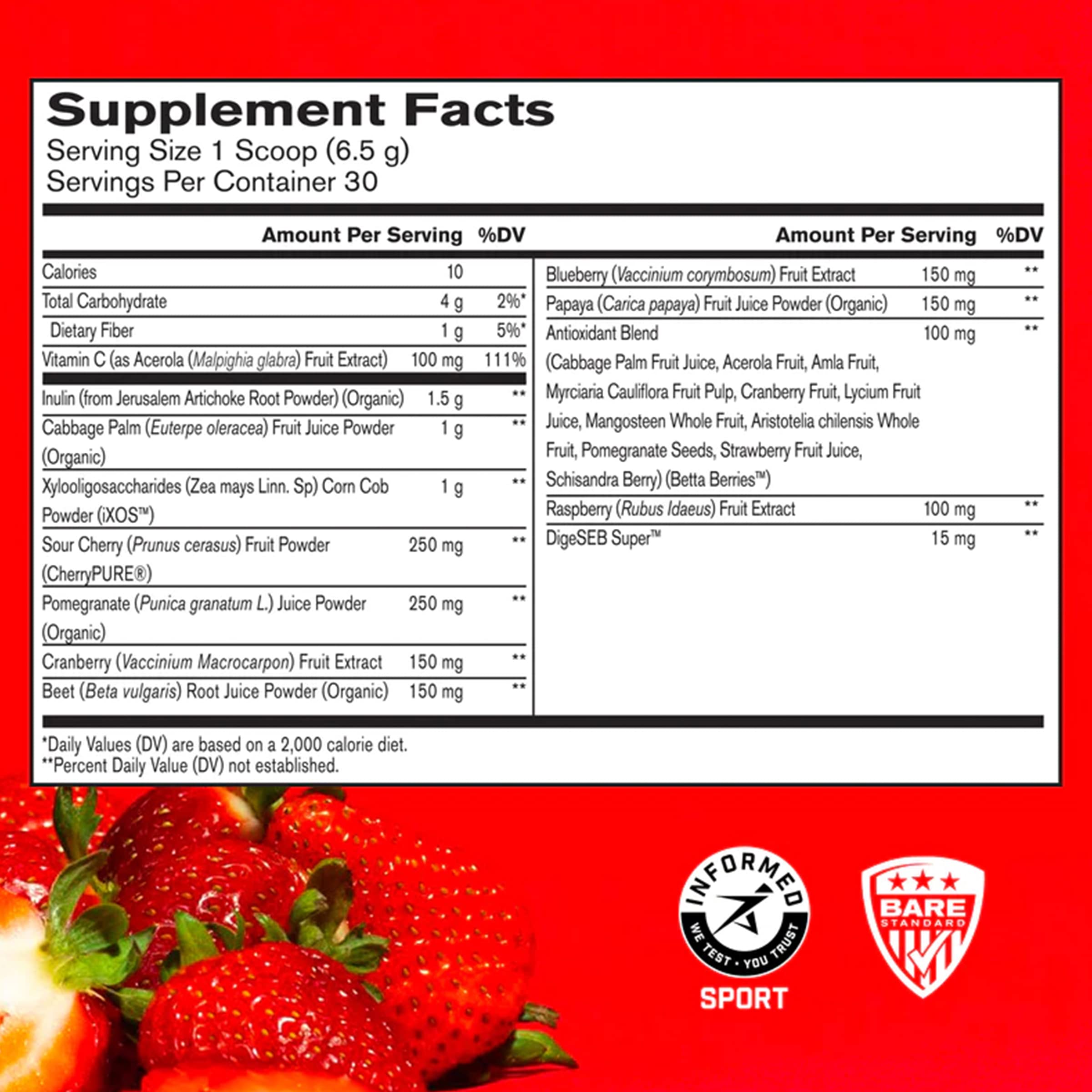 Foto 3 pulgar | Superalimento En Polvo Bare Performance Nutrition Bpn Strong Reds - Venta Internacional.