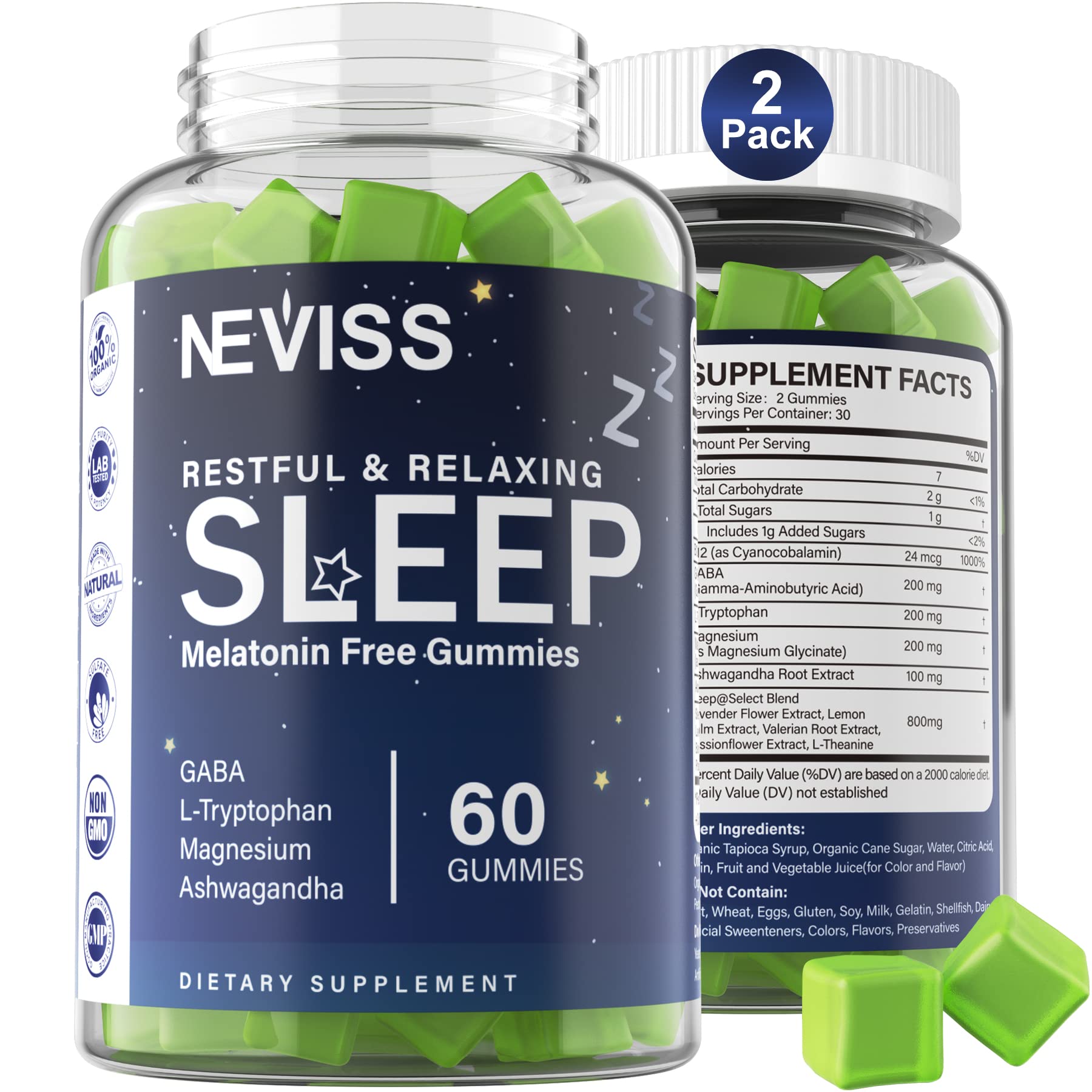 Foto 2 pulgar | Gomitas Sleep Aid Neviss Sin Melatonina Con Gaba Y L-triptófano - Venta Internacional.