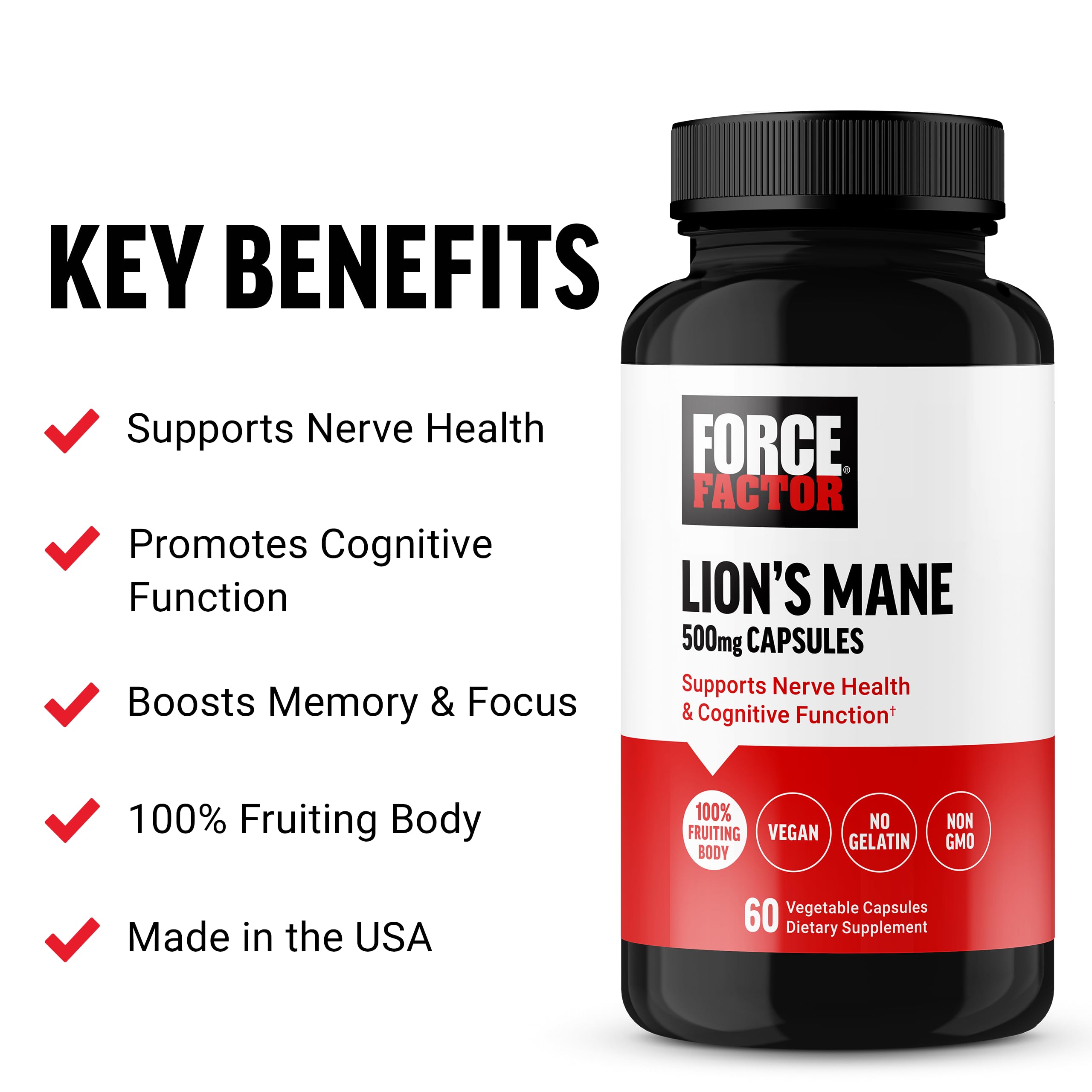 Foto 2 | Suplemento Force Factor Lion's Mane Memory & Focus 60 Cápsulas - Venta Internacional.