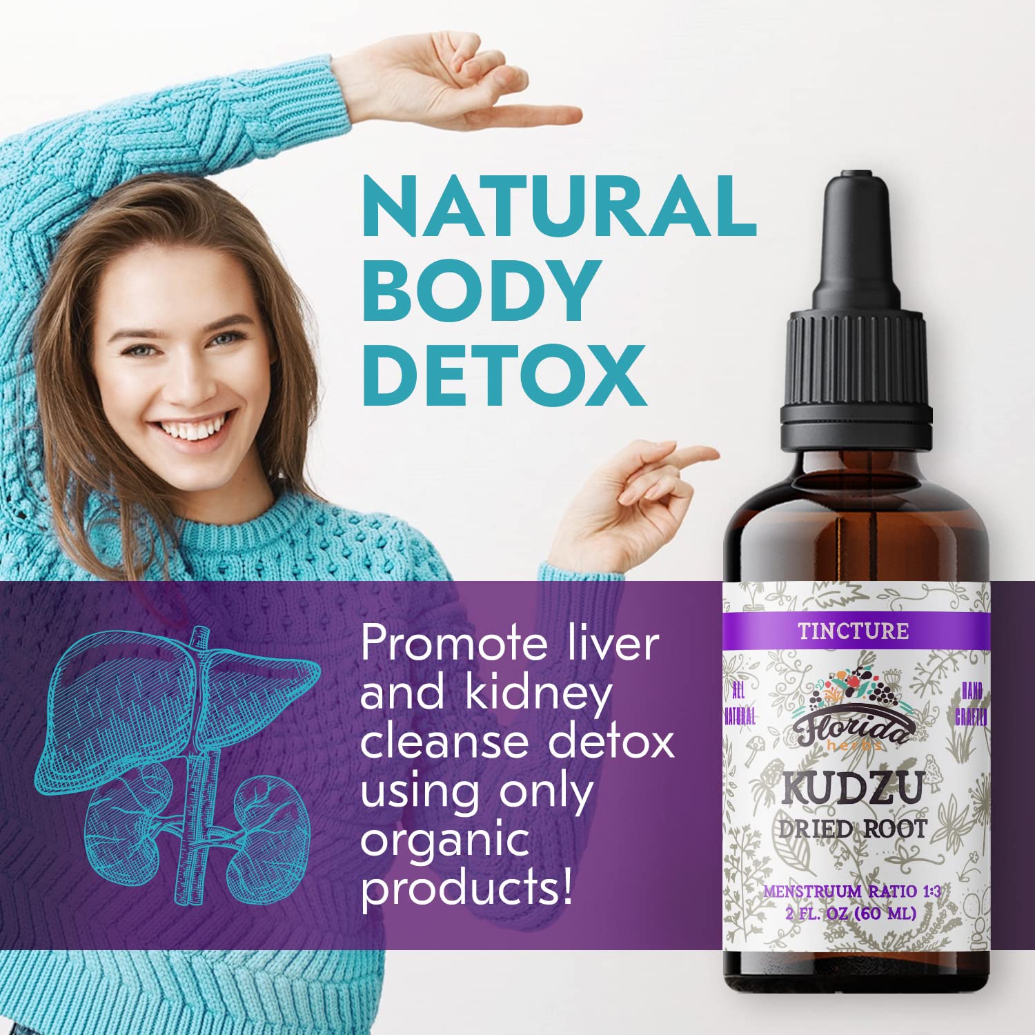 Foto 4 pulgar | Suplemento De Extracto De Kudzu De Florida Herbs, 60 Ml, Para Limpiar El Hígado - Venta Internacional.