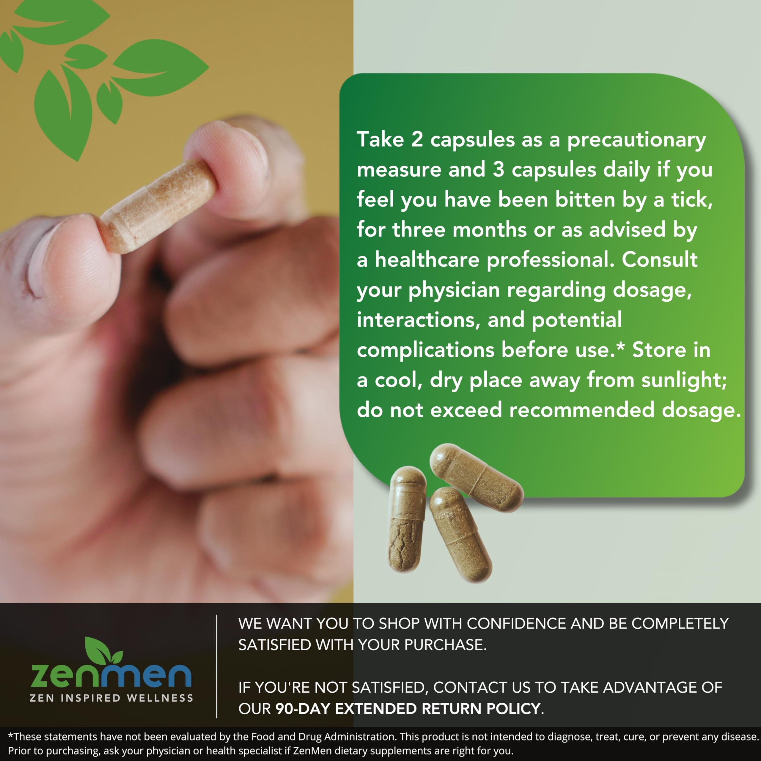 Foto 5 pulgar | Suplemento Zenmen Tick Immune Support 90 Cápsulas Veganas - Venta Internacional.