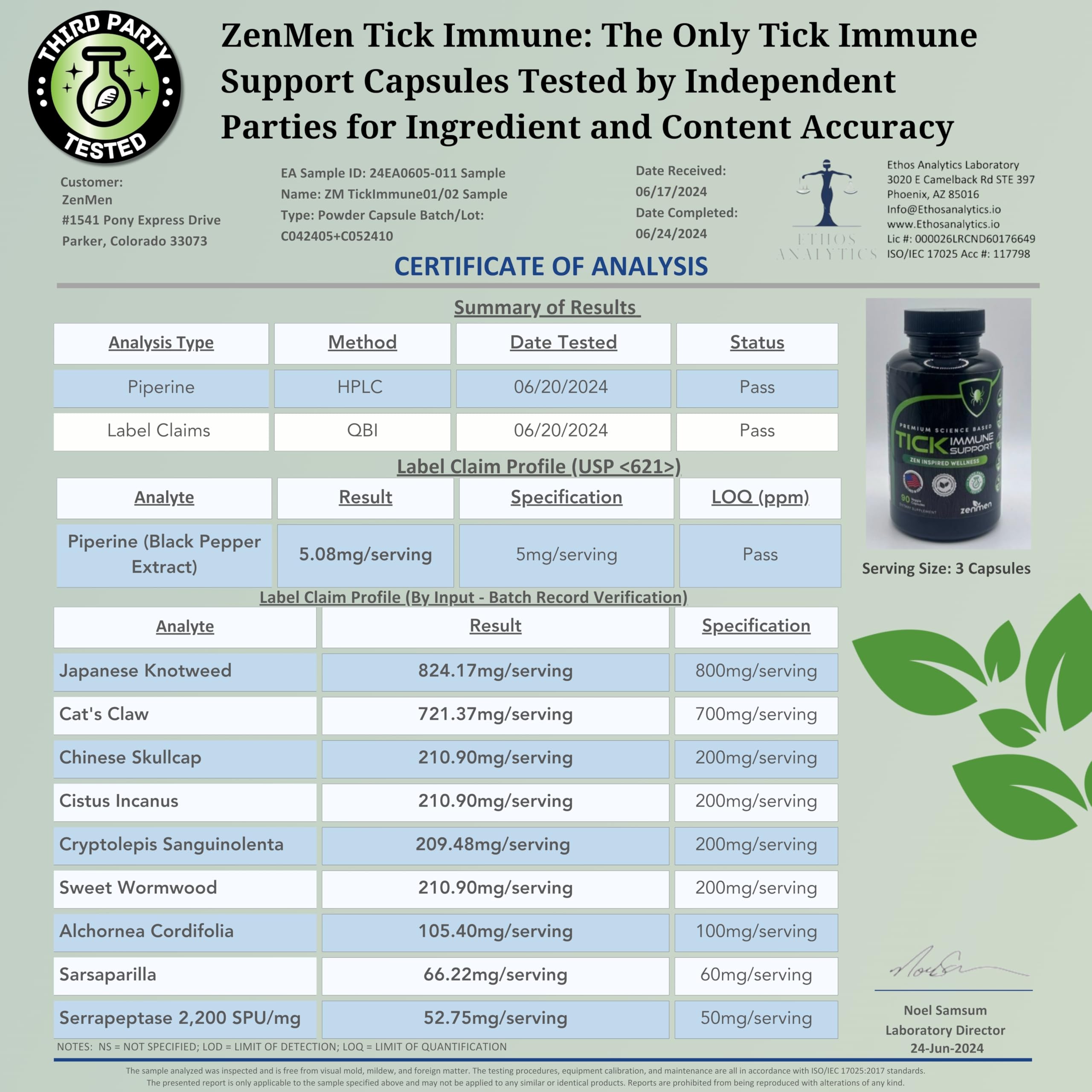 Foto 6 pulgar | Suplemento Zenmen Tick Immune Support 90 Cápsulas Veganas - Venta Internacional.
