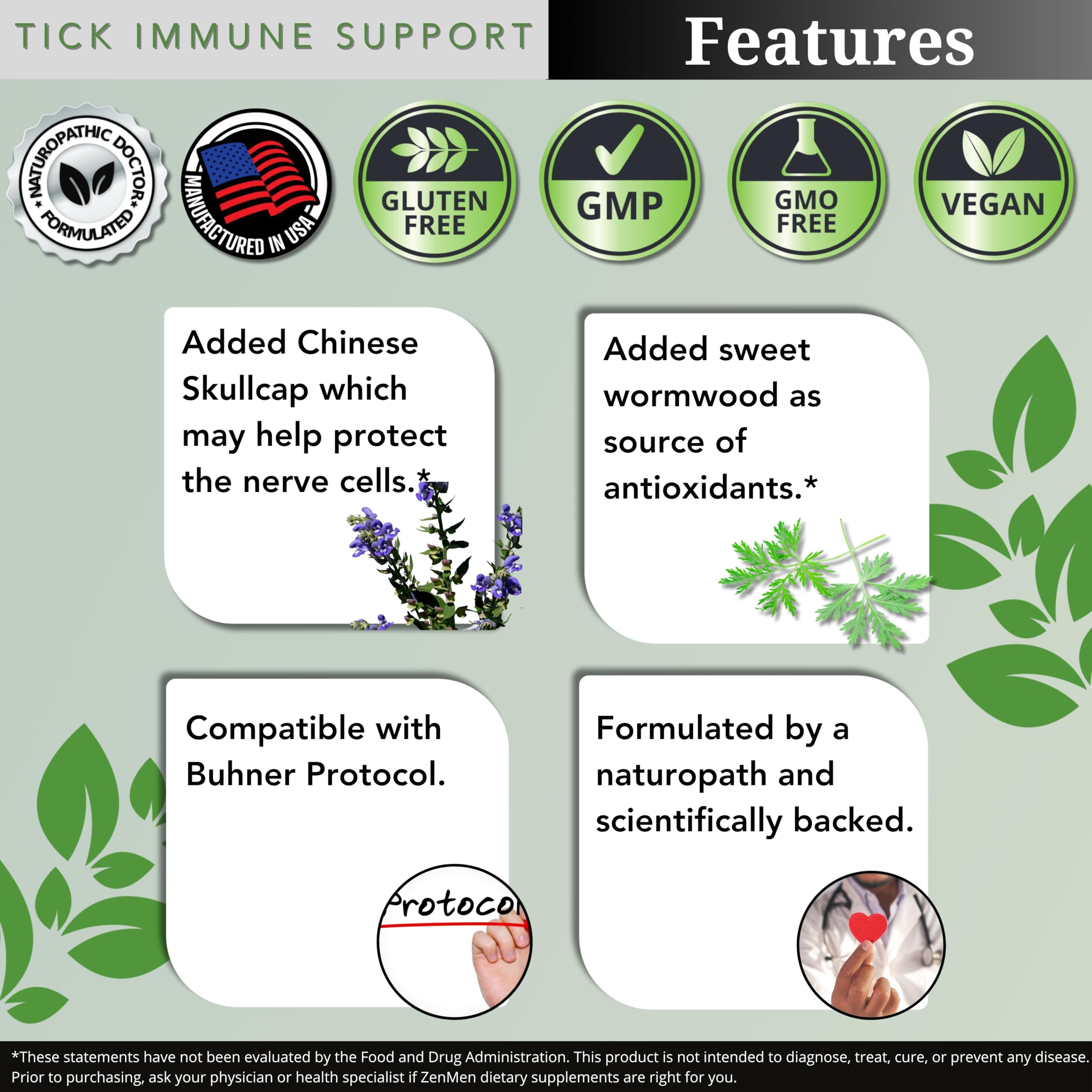 Foto 7 pulgar | Suplemento Zenmen Tick Immune Support 90 Cápsulas Veganas - Venta Internacional.