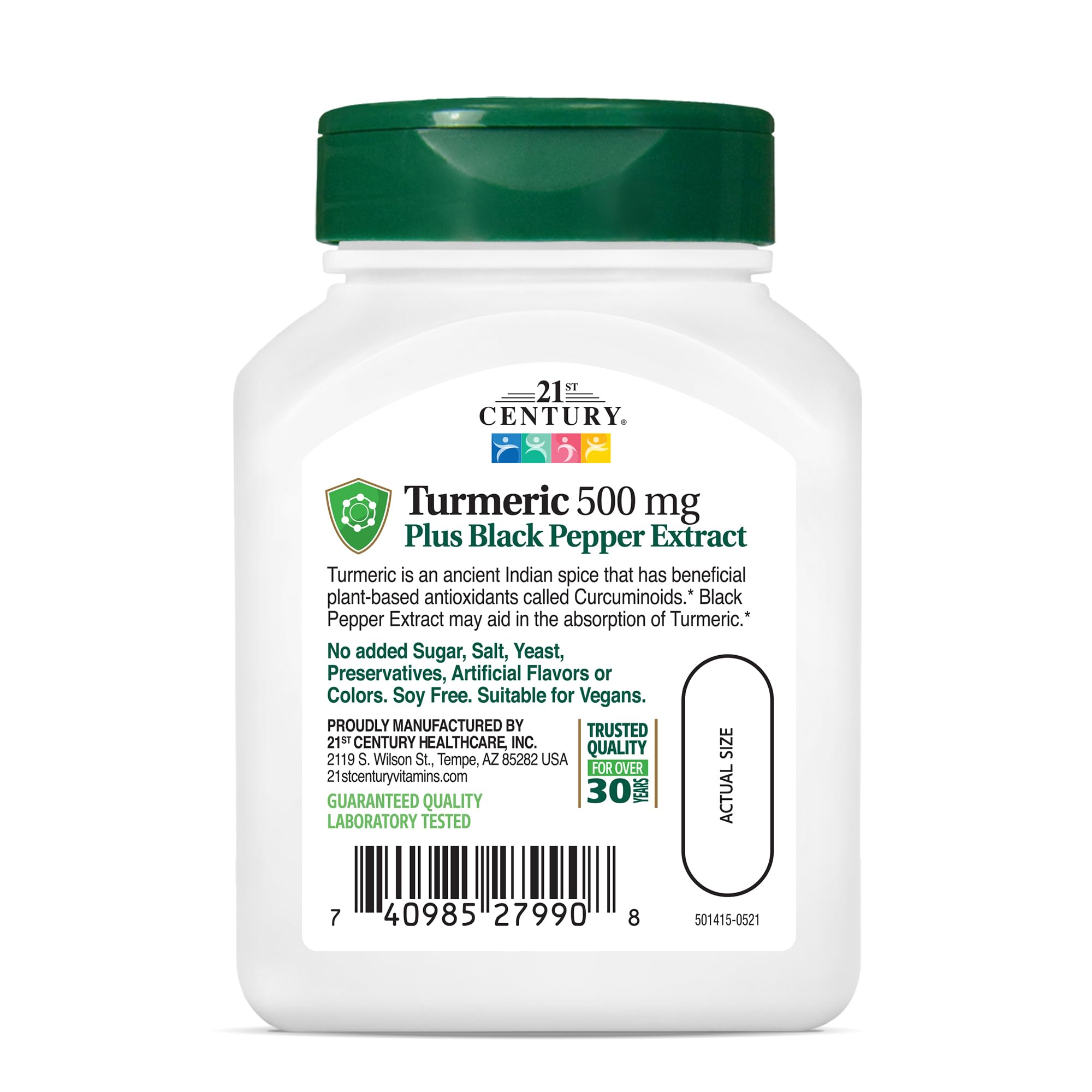 Foto 7 pulgar | Suplemento De 500 Mg De Cúrcuma Del Siglo Xxi Con Pimienta Negra 60 Cápsulas - Venta Internacional.