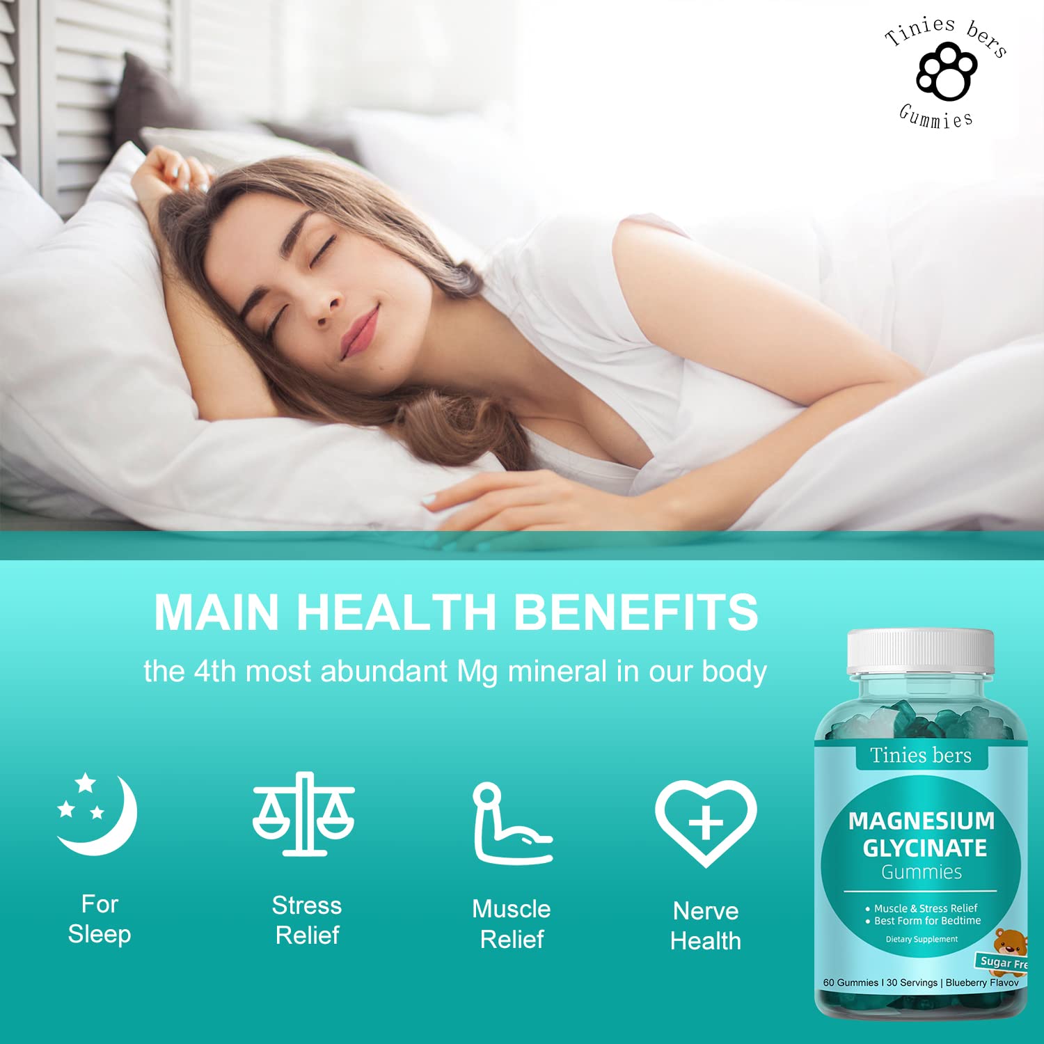 Foto 4 pulgar | Gomitas De Glicinato De Magnesio Supplement Tinies Bers 500 Mg - Venta Internacional.