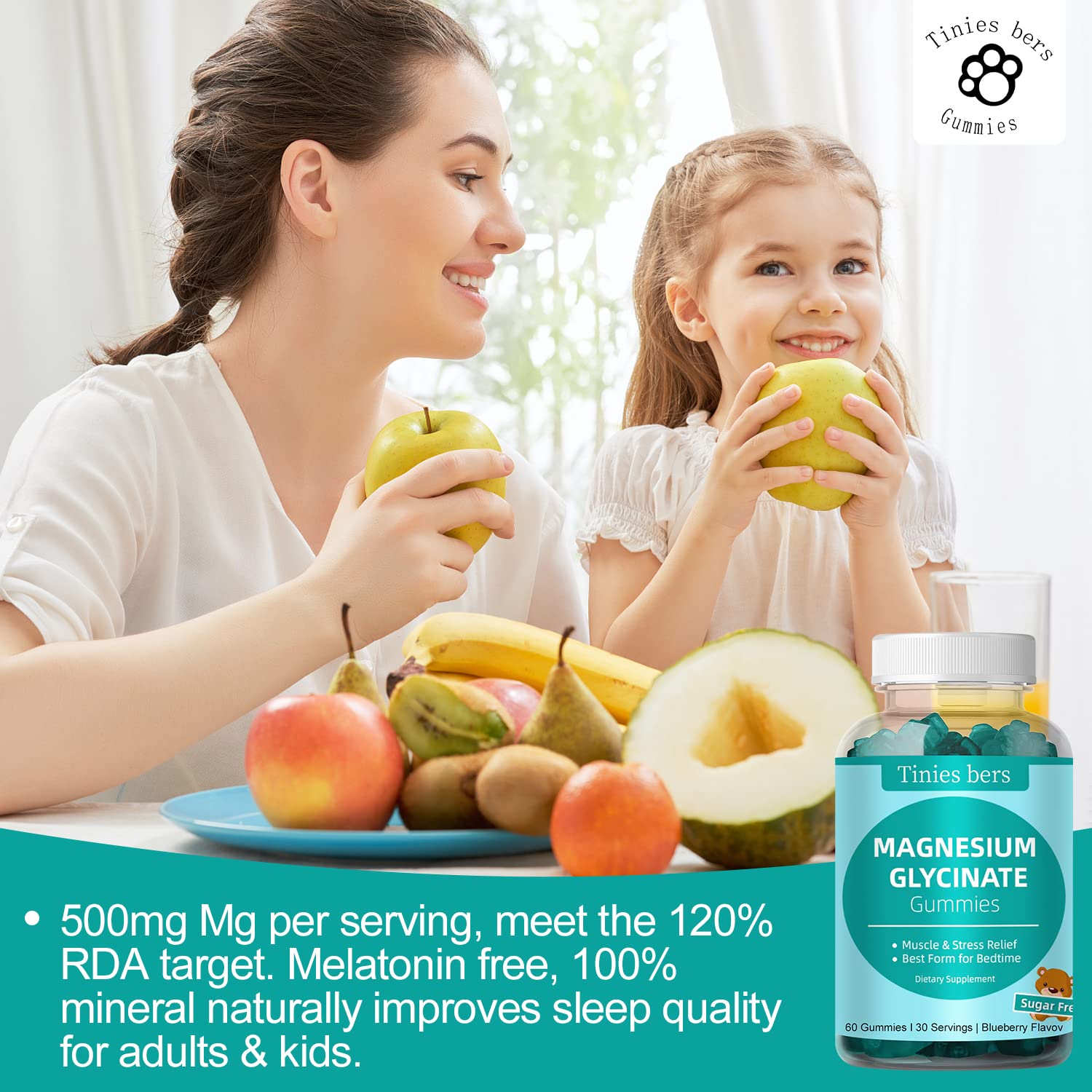 Foto 5 | Gomitas De Glicinato De Magnesio Supplement Tinies Bers 500 Mg - Venta Internacional.